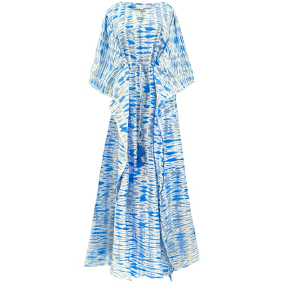 Baby Blue Shibori Maxi Kaftan Dress