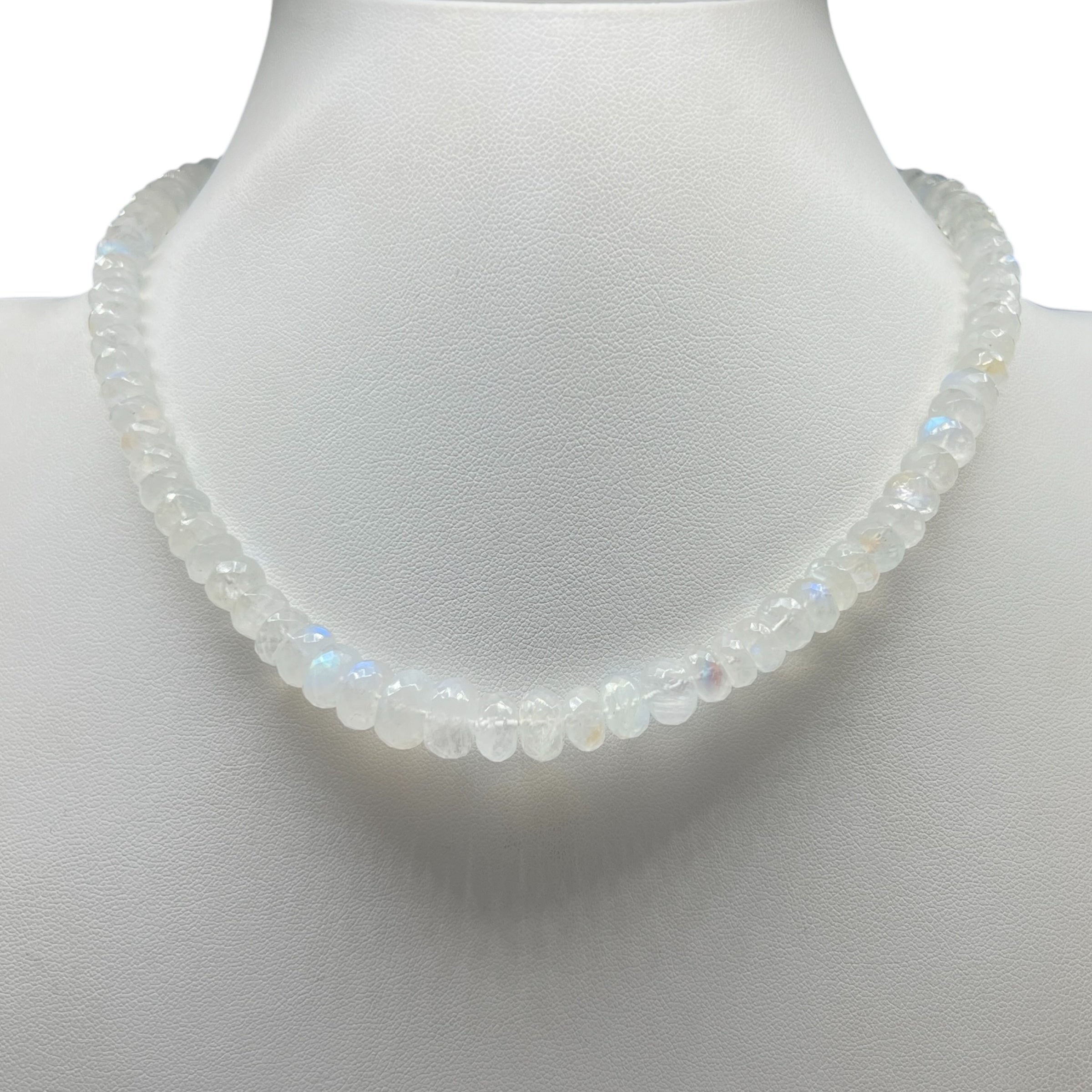 Unique Faceted Moonstone Graduated Necklace