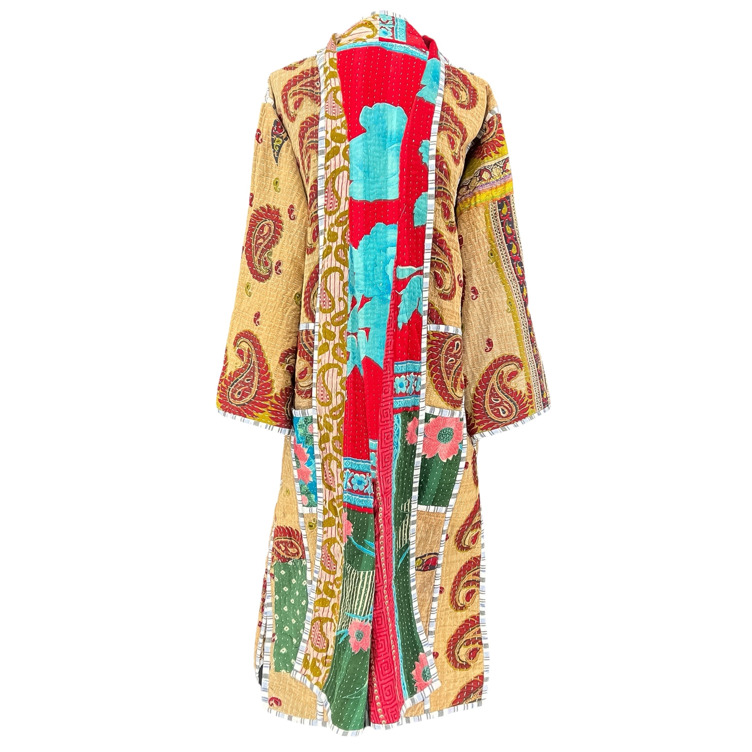 Aiukli cotton vintage quilted kantha coat One of a Kind