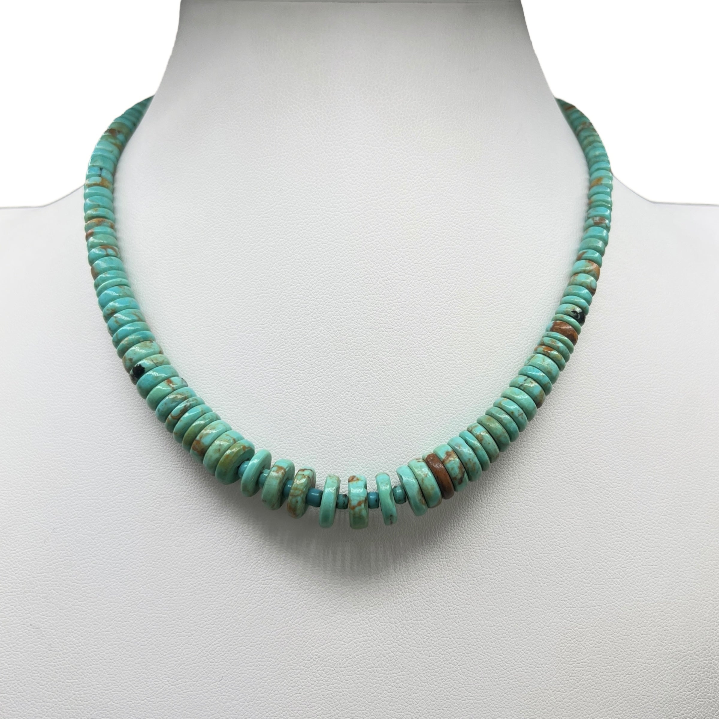 Vintage Native American Graduated Turquoise Necklace Santo Domingo