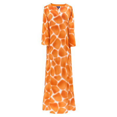 Zirafa Giraffa Orange Italian Silk Long Tunic Dress