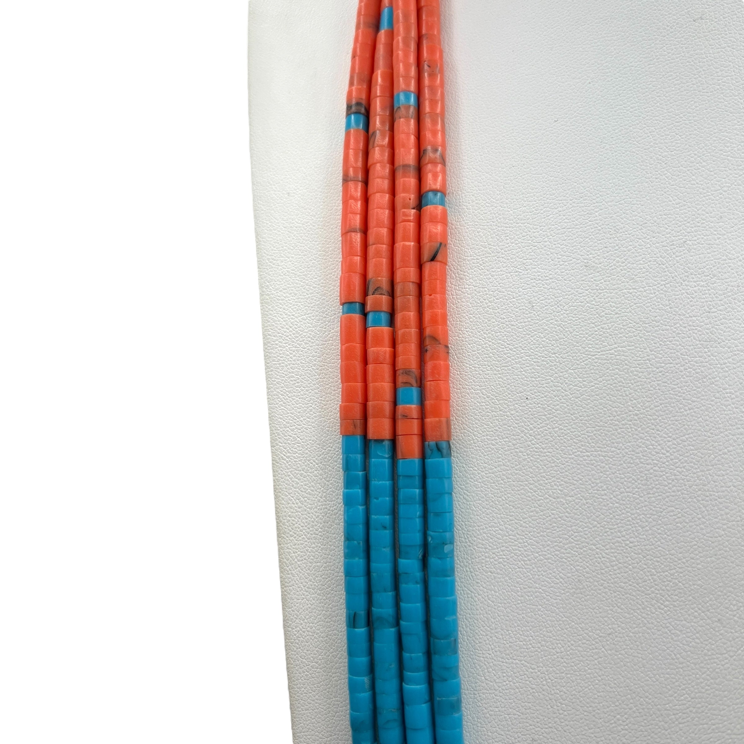Turquoise and Orange Coral Necklace Santo Domingo
