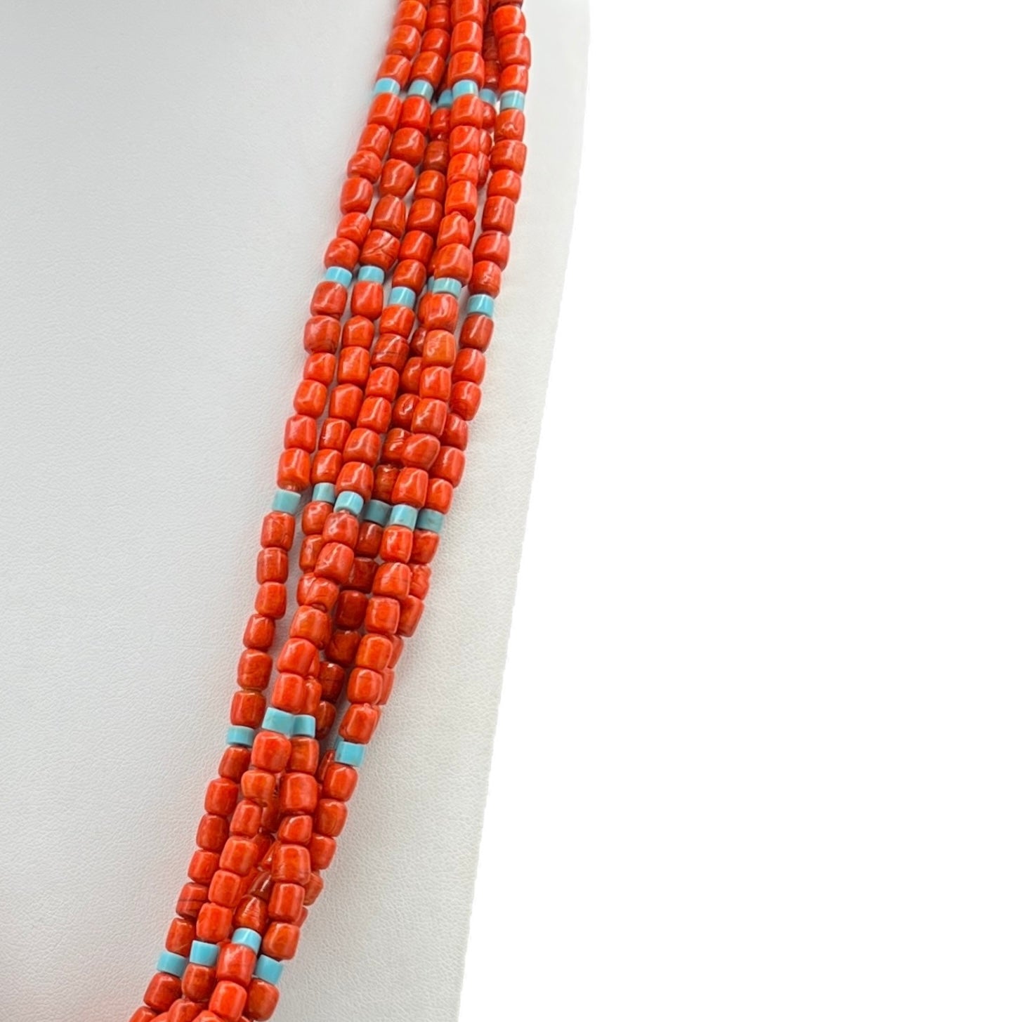 Kingman Turquoise and Ceramic Bead Jacla Necklace Santo Domingo