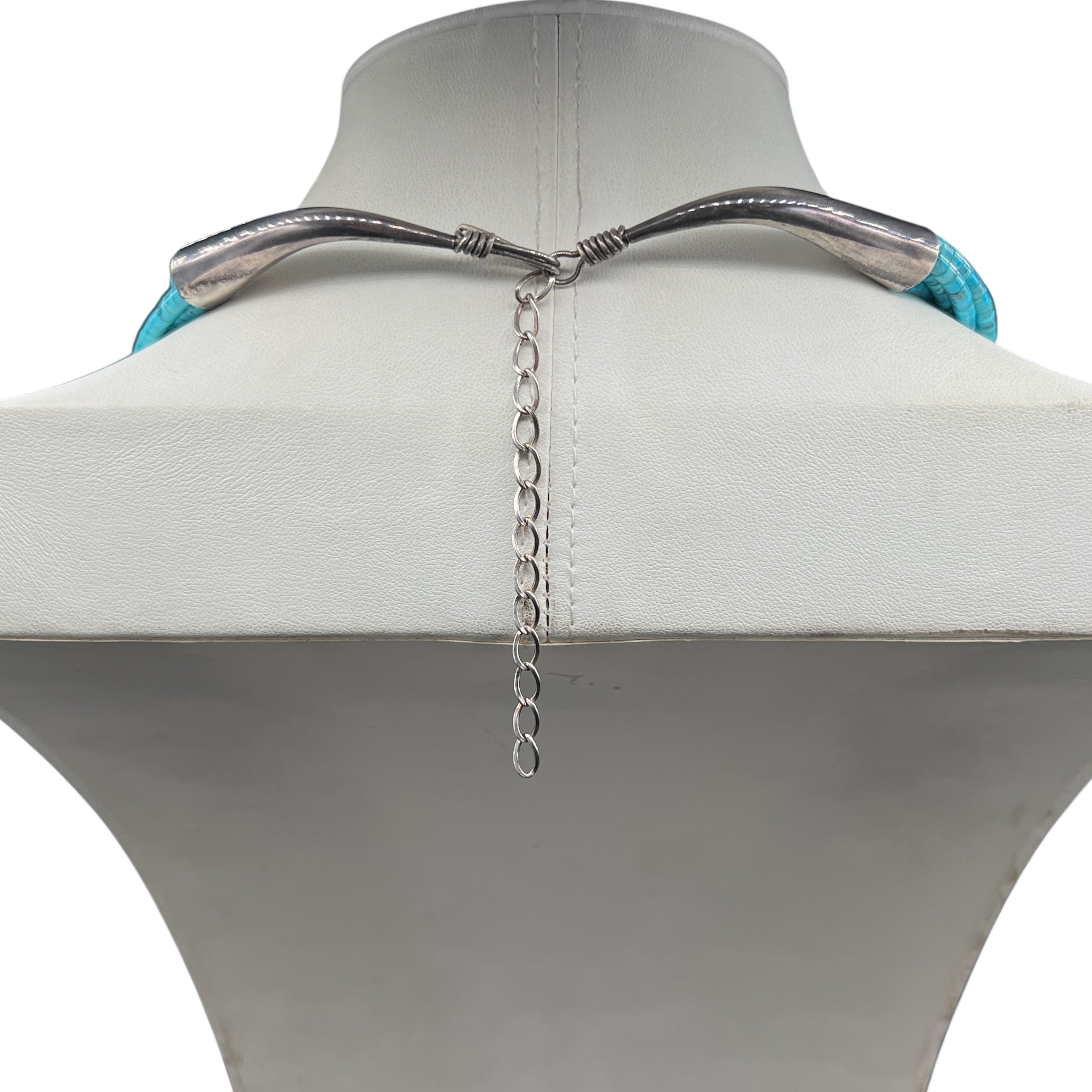 Mosaic Inlay Shell Pendant and Turquoise Necklace Santo Domingo
