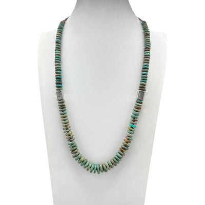 Rare King Manassa Turquoise and Silver Kokopelli Necklace Santo Domingo