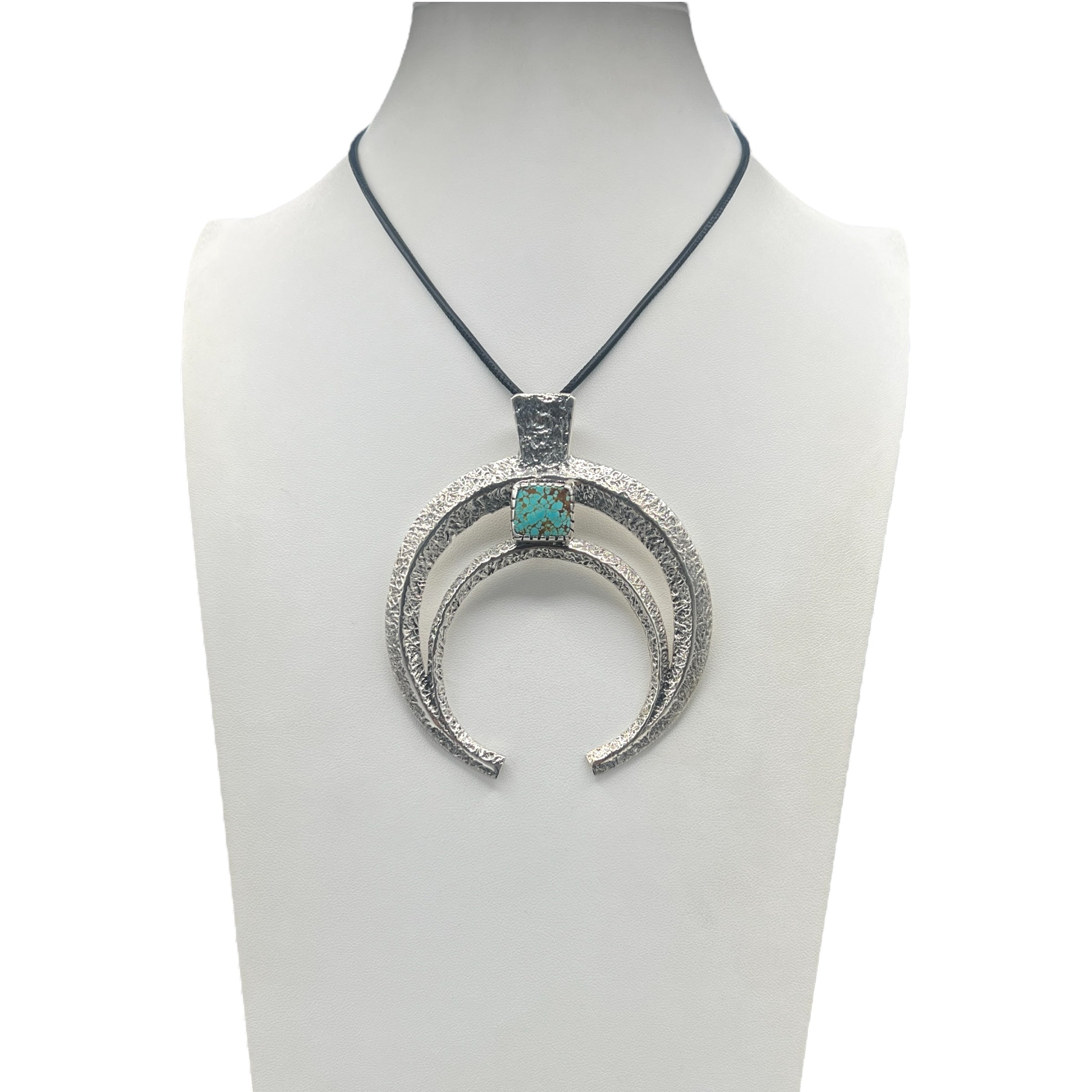 Navajo Sterling Silver #8 Turquoise Super Naja Necklace Tufa Cast