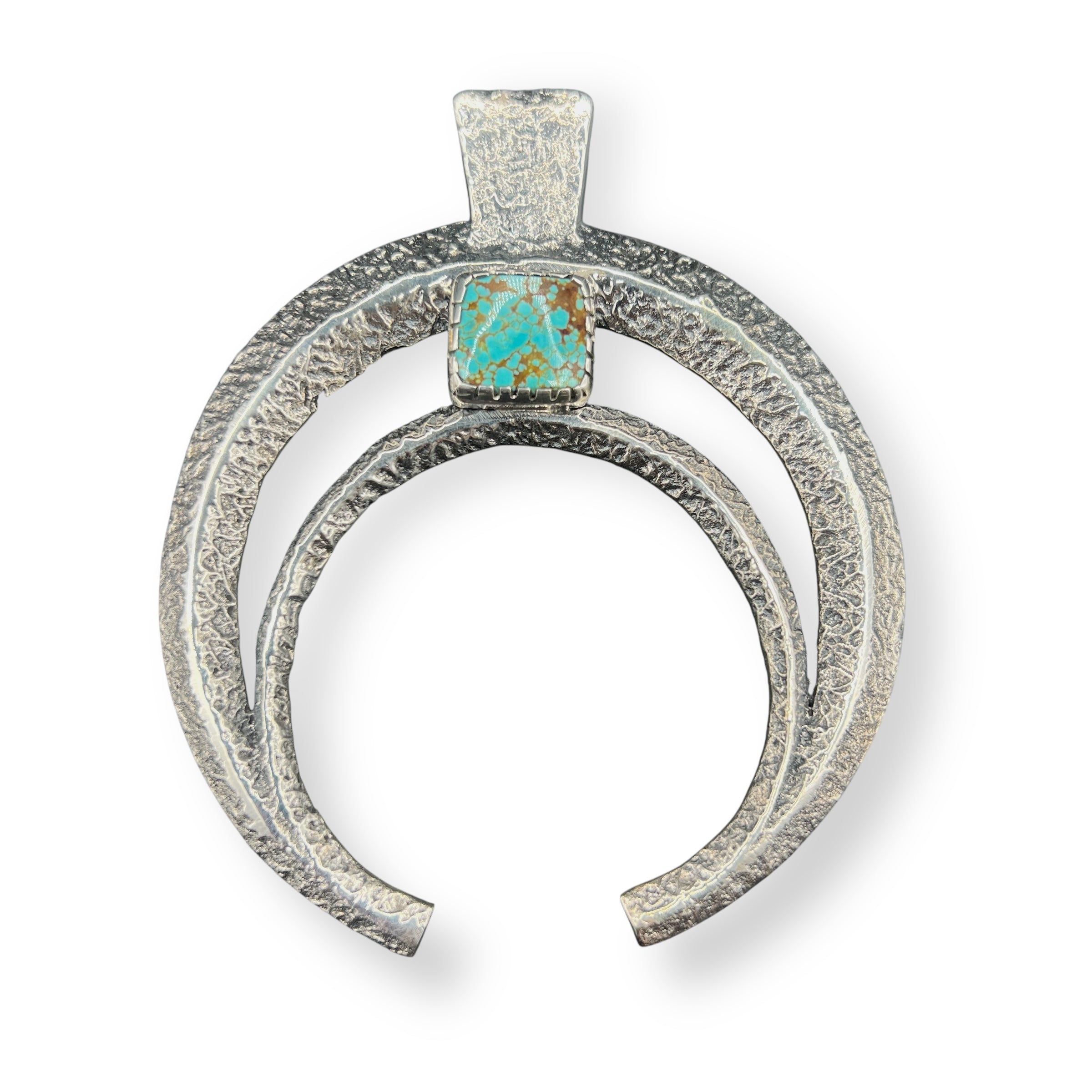 Navajo Sterling Silver #8 Turquoise Super Naja Necklace Tufa Cast