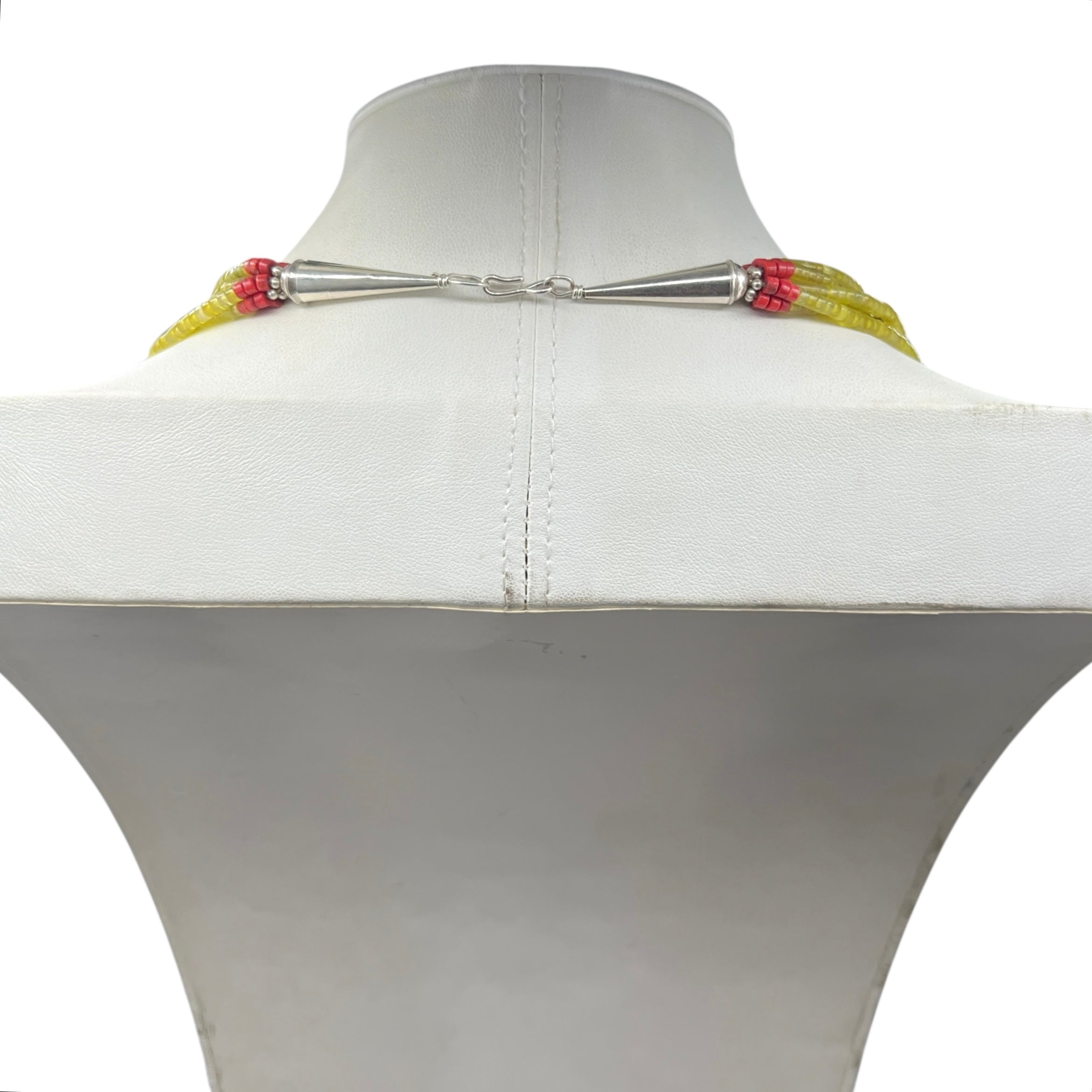Yellow Serpentine and Coral Necklace Santo Domingo