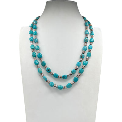 Rare Sleeping Beauty Turquoise and Heishi Santo Domingo Necklace