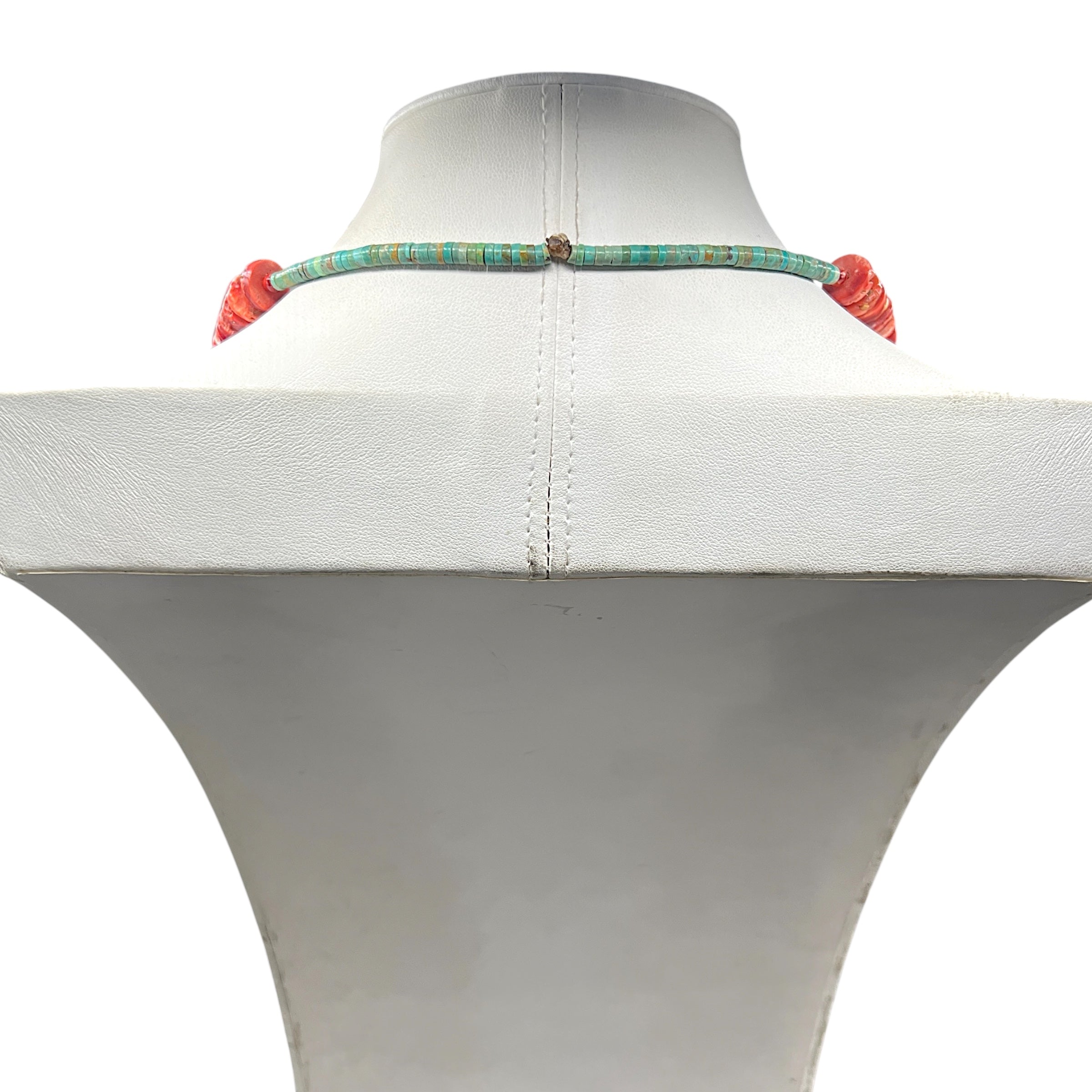 Rare Red Spiny Oyster and Kingman Turquoise Necklace Santo Domingo