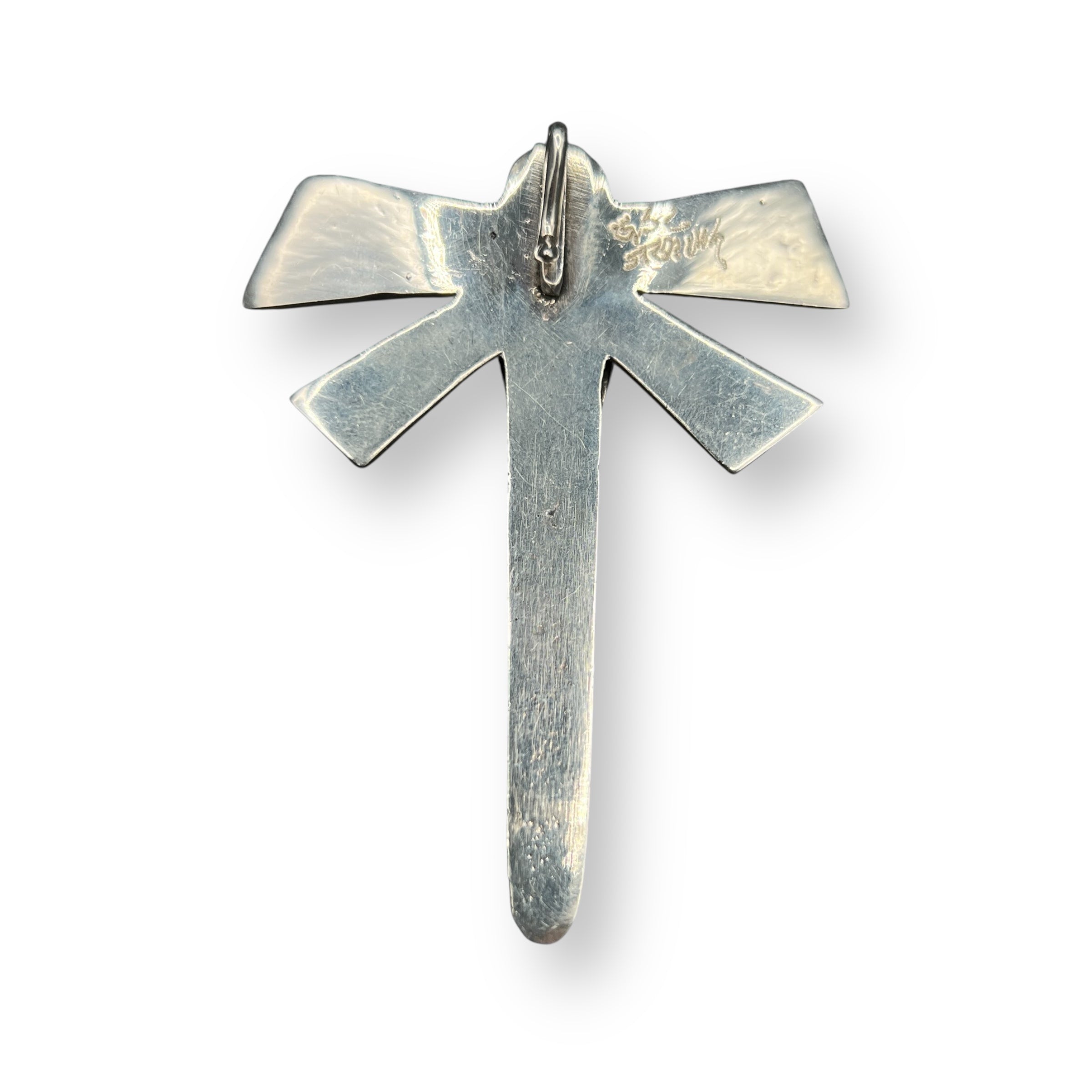 Navajo Silver and Red Spiny Oyster Dragonfly Necklace