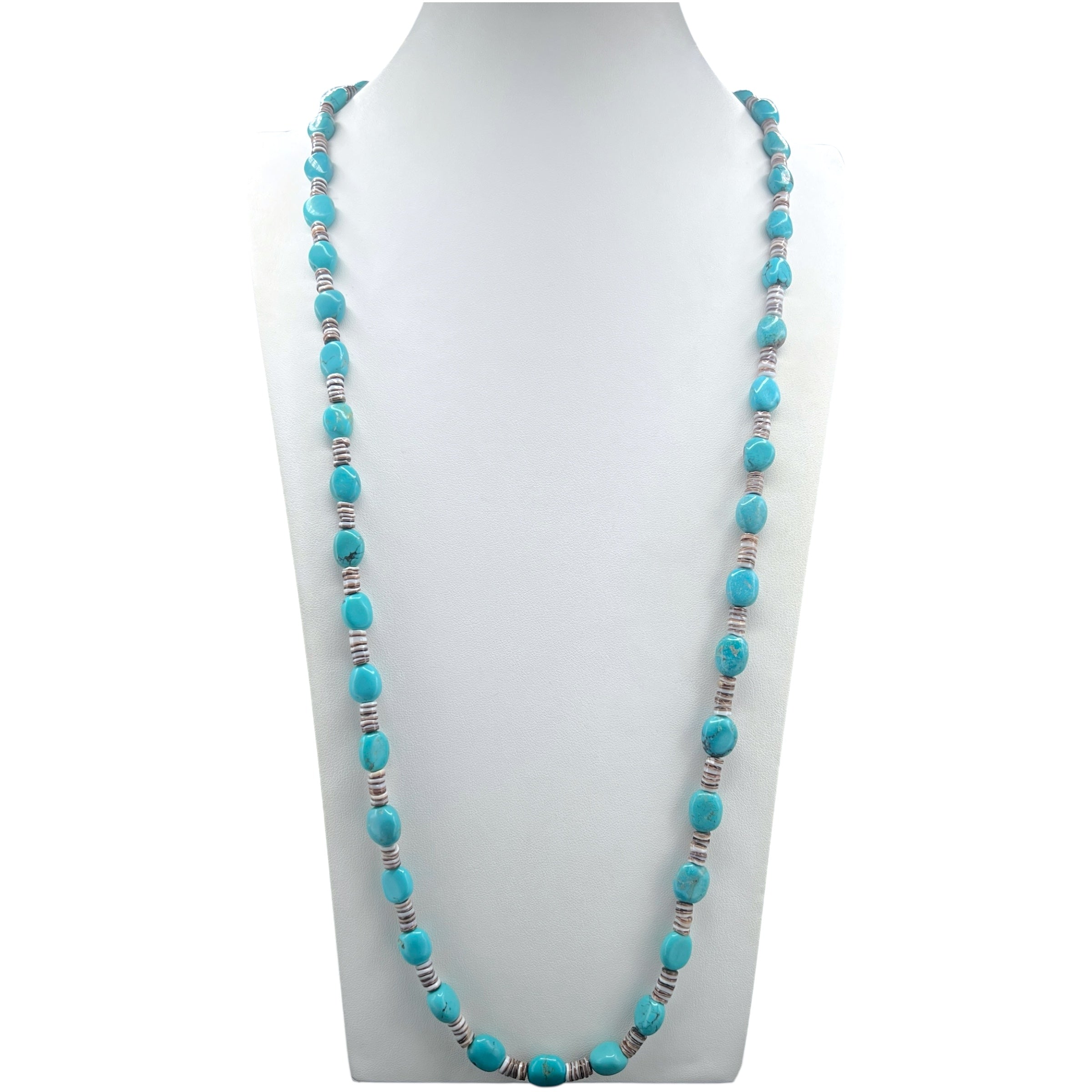 Rare Sleeping Beauty Turquoise and Heishi Santo Domingo Necklace