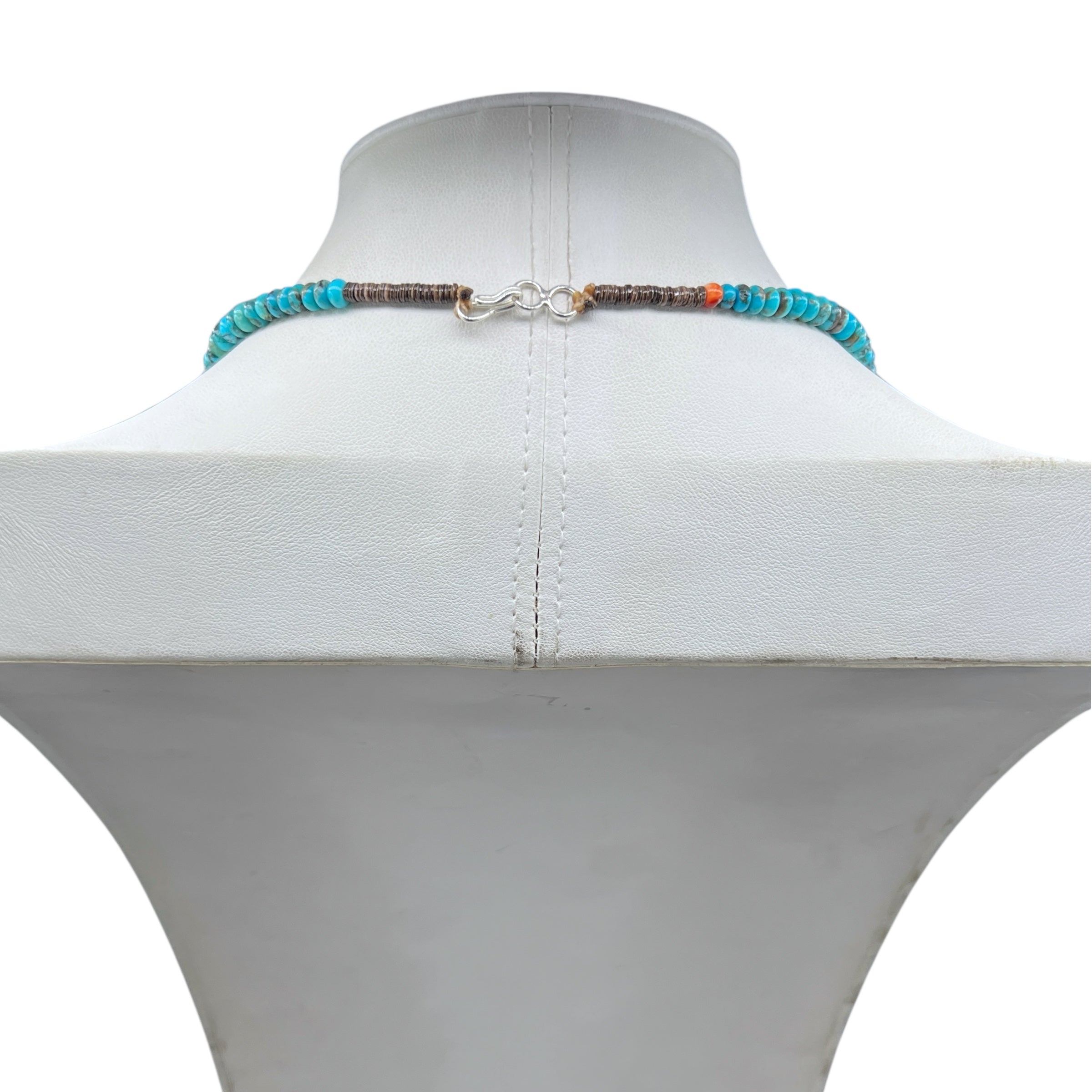 Rare Sleeping Beauty Graduated Turquoise Cheerio and Heishi Necklace Santo Domingo