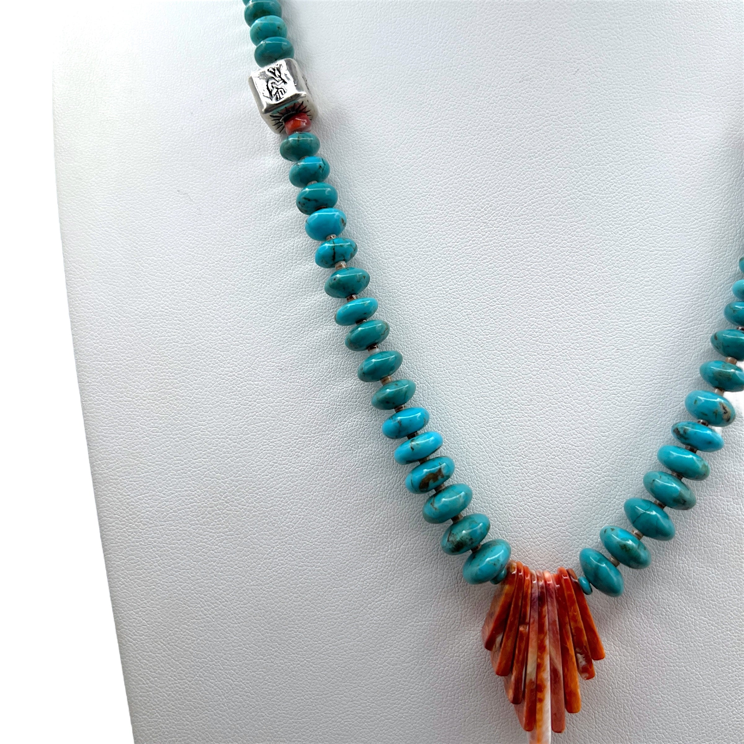 Rare Sleeping Beauty Turquoise, Coral, and Red Spiny Oyster Necklace Santo Domingo