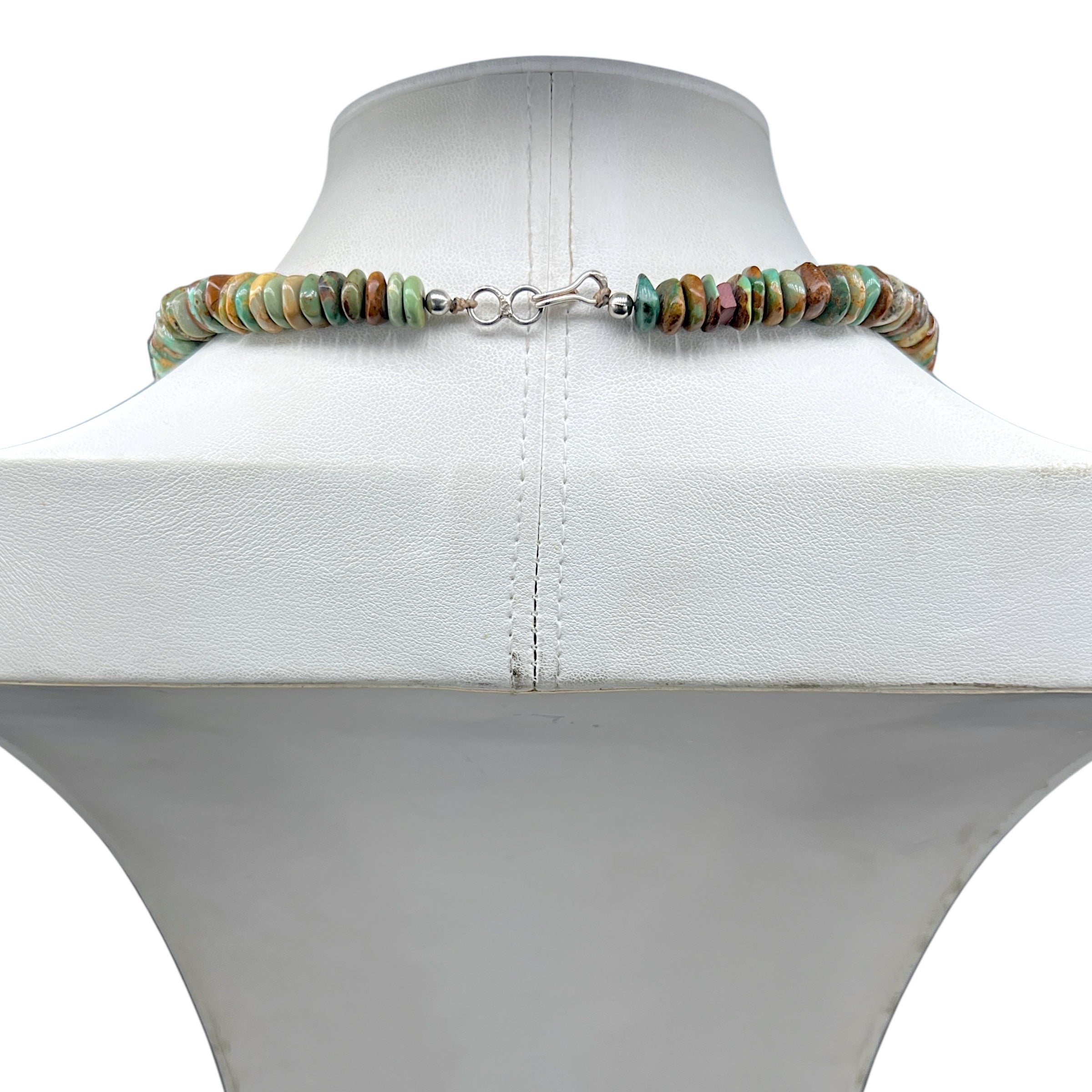 Checker Nevada Green Turquoise and Silver Necklace Santo Domingo