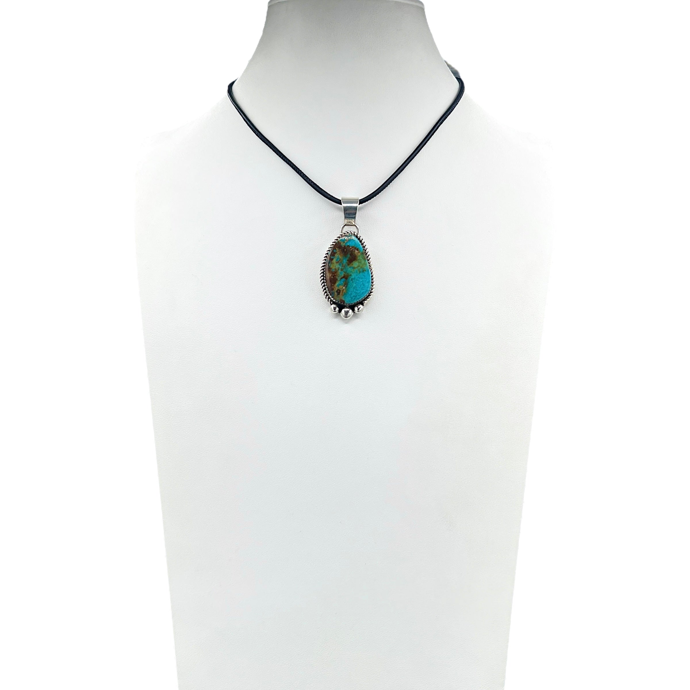 Navajo Royston Turquoise and Sterling Silver Pendant Necklace