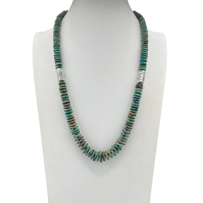 King Manassa Turquoise Necklace with Silver Kokopelli Santo Domingo