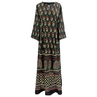 Gangtok Green Long Tunic Dress Natural Dyes Limted Edition