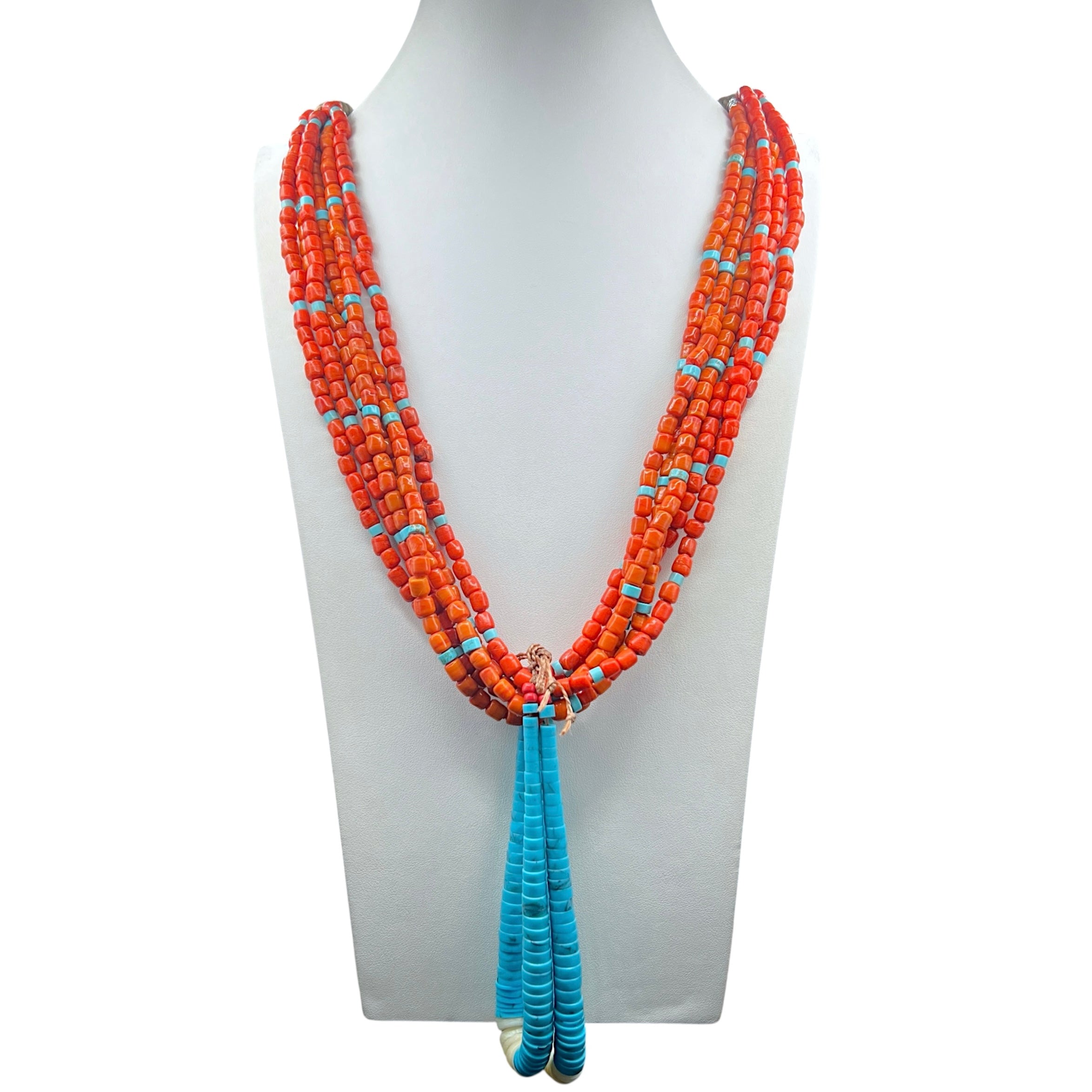 Kingman Turquoise and Orange Ceramic Bead Jacla Santo Domingo