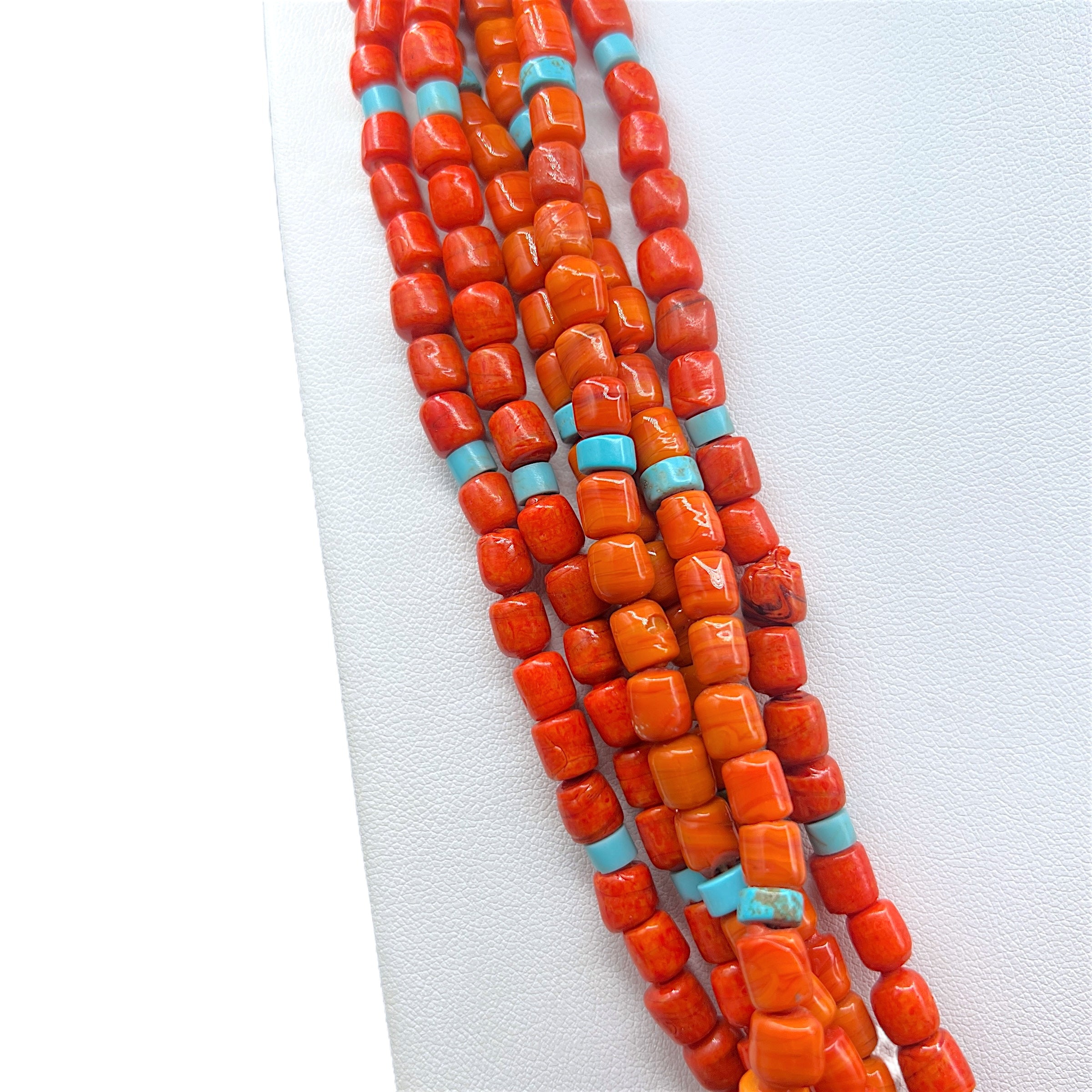 Kingman Turquoise and Orange Ceramic Bead Jacla Santo Domingo