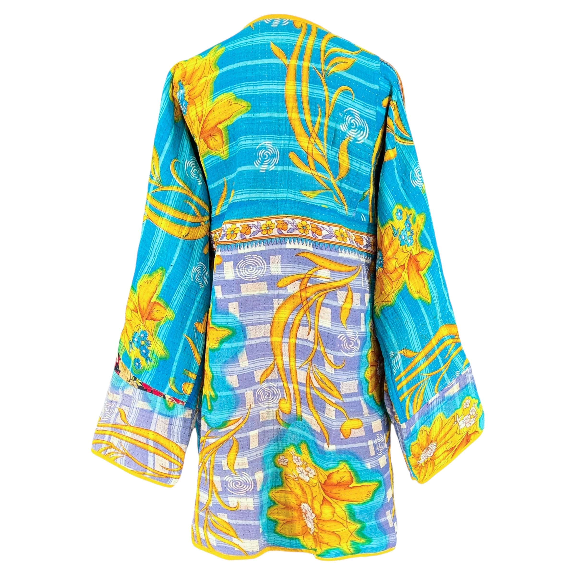Firoza Floral Cotton Kantha Coat One of a Kind