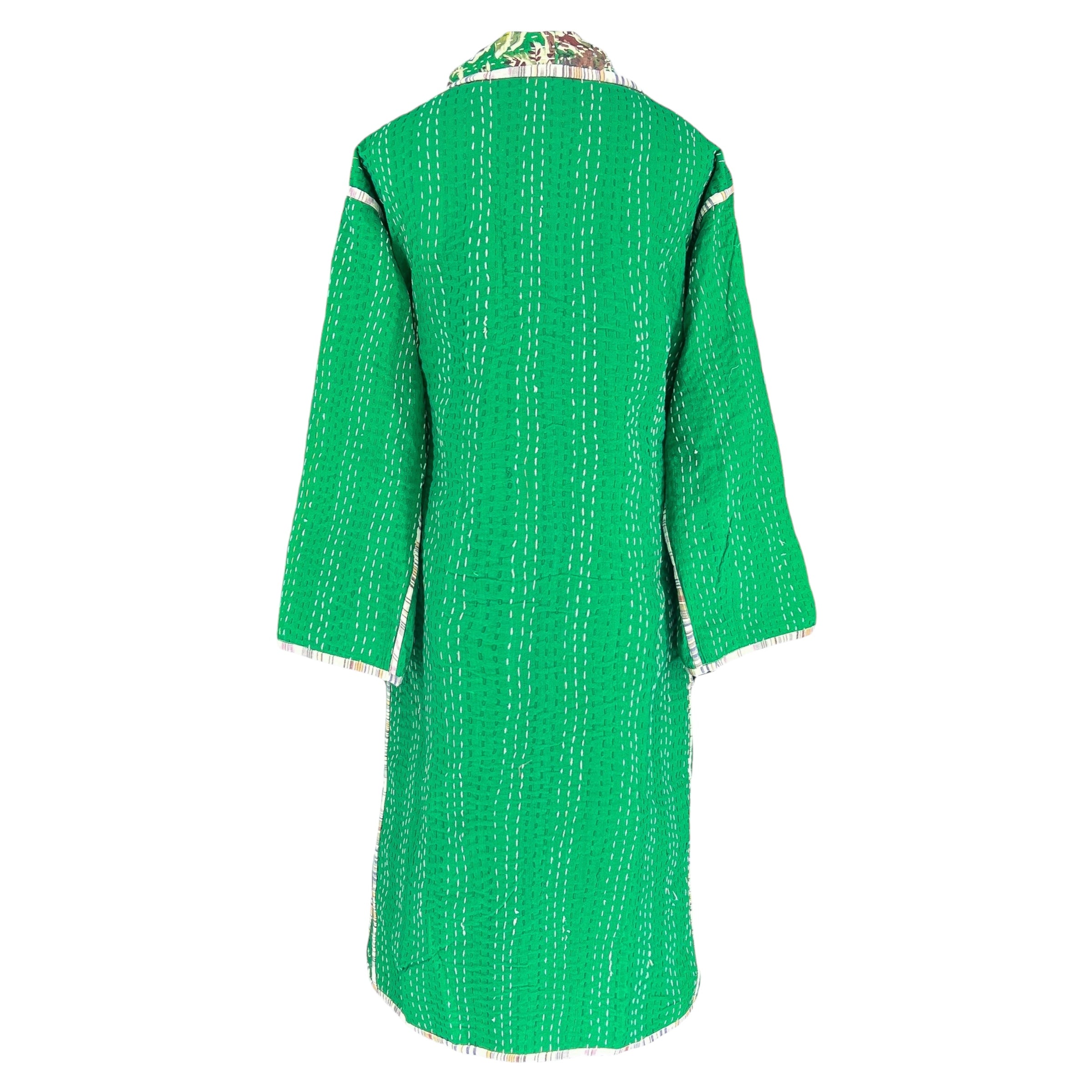 Gaya Green Cotton Kantha Coat One of a Kind