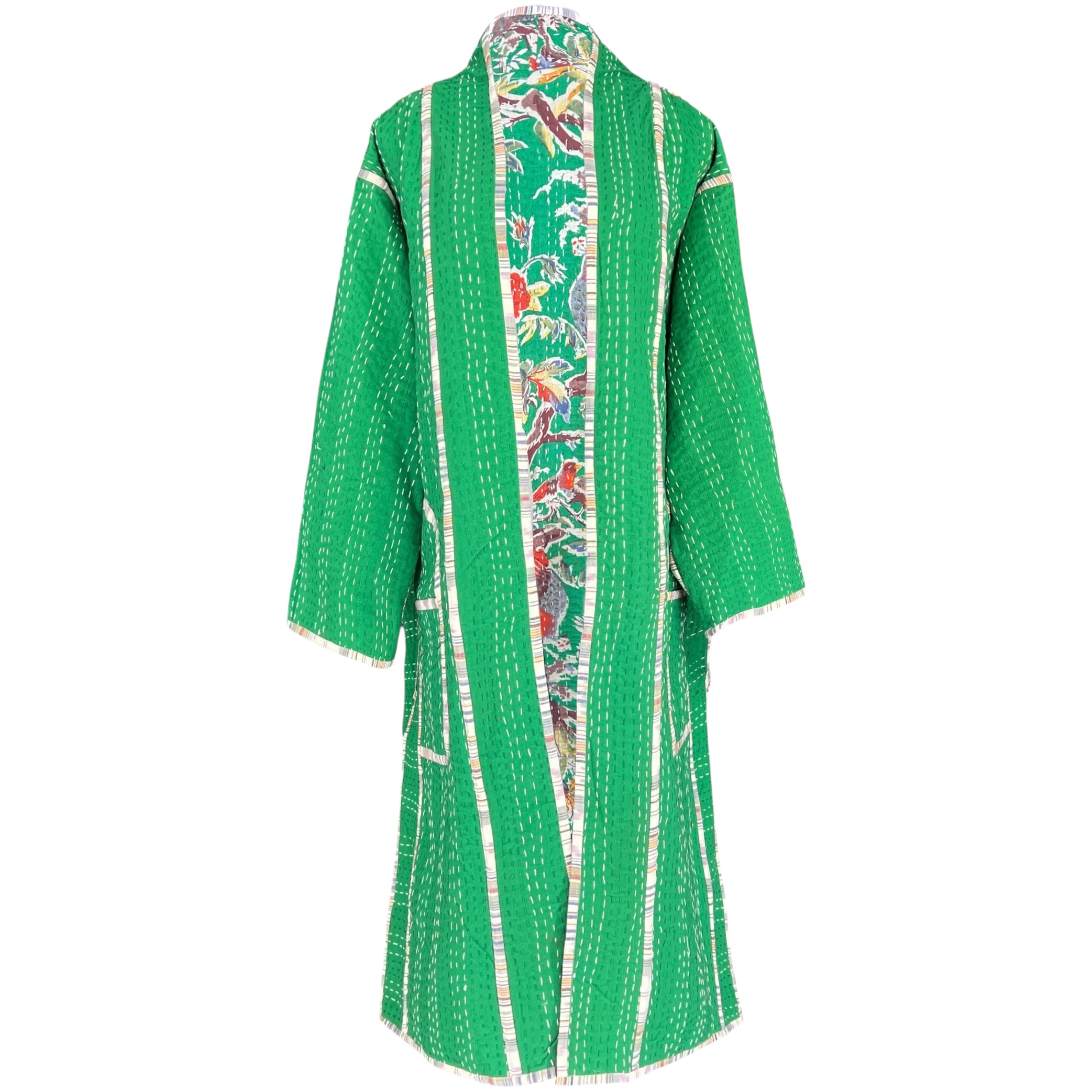Gaya Green Cotton Kantha Coat One of a Kind