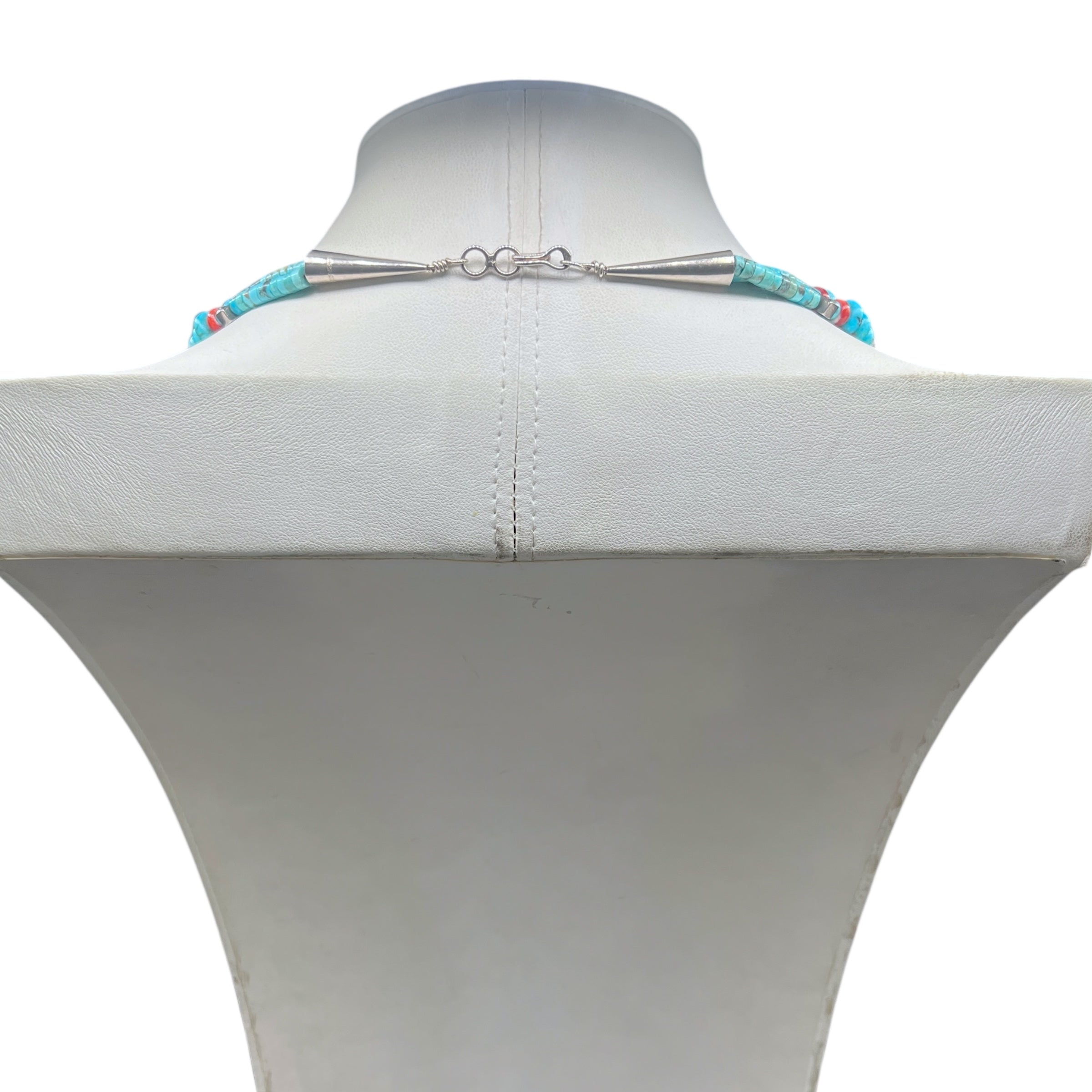 Rare Sleeping Beauty Turquoise Double Bib Necklace with Silver Kokopelli