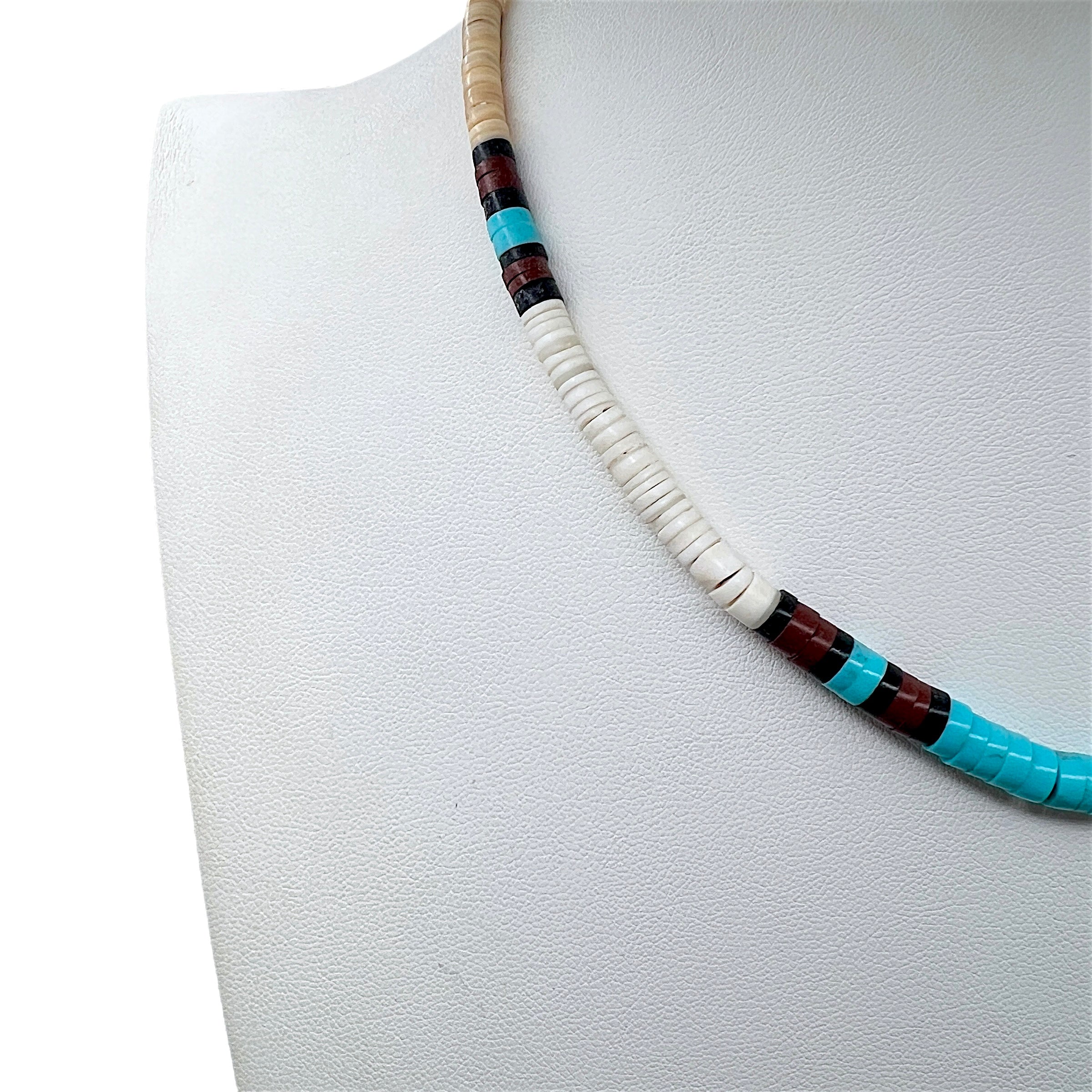 Vintage Heishi, Turquoise and Red Jasper Necklace Santo Domingo