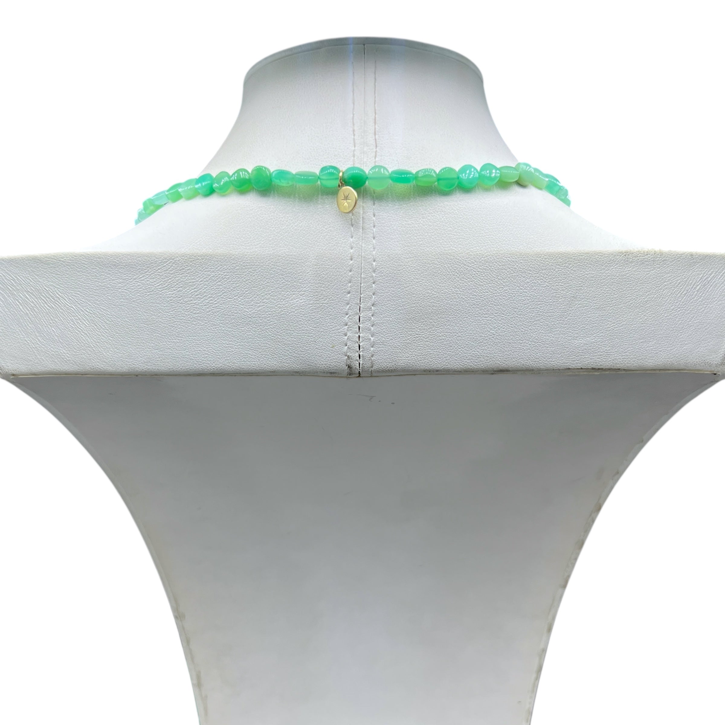 Chrysoprase Coin Mala Necklace
