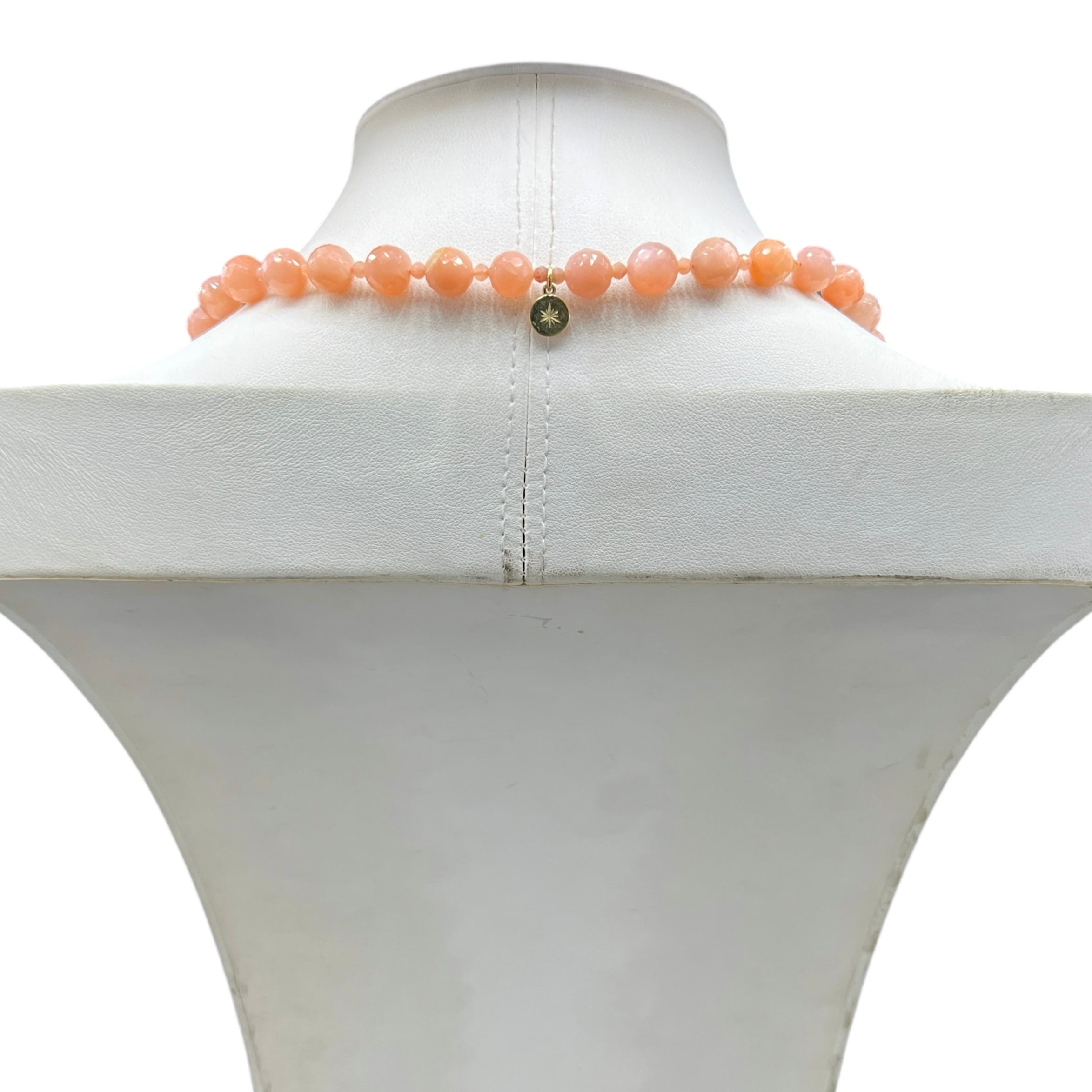 Peach Moonstone Faceted Mala Necklace