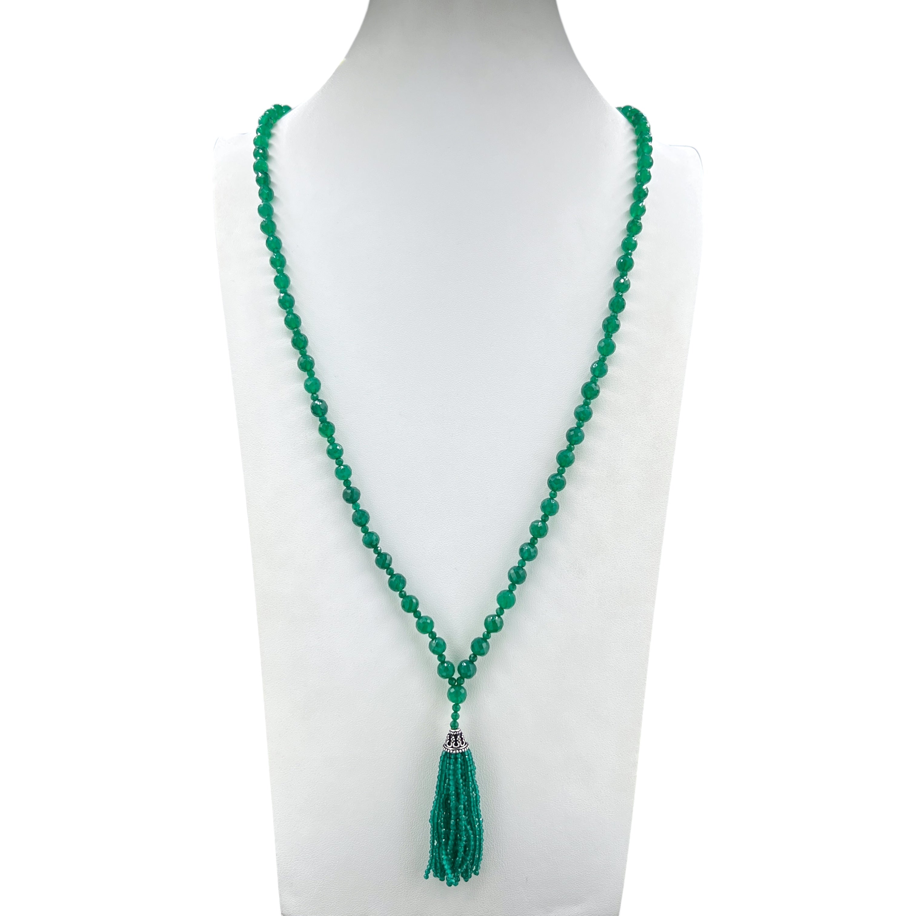 Faceted Green Onyx Mala Necklace Rare