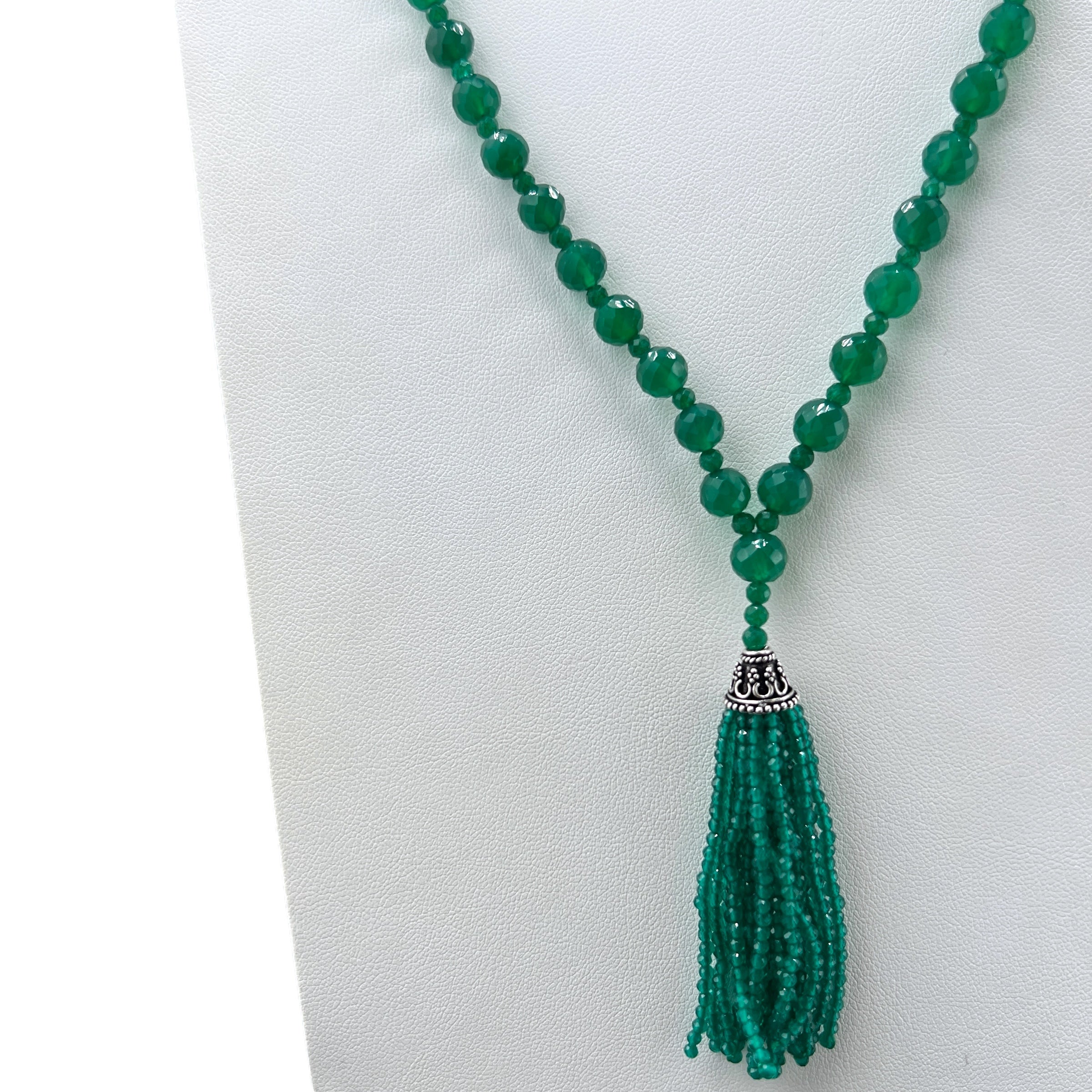 Faceted Green Onyx Mala Necklace Rare