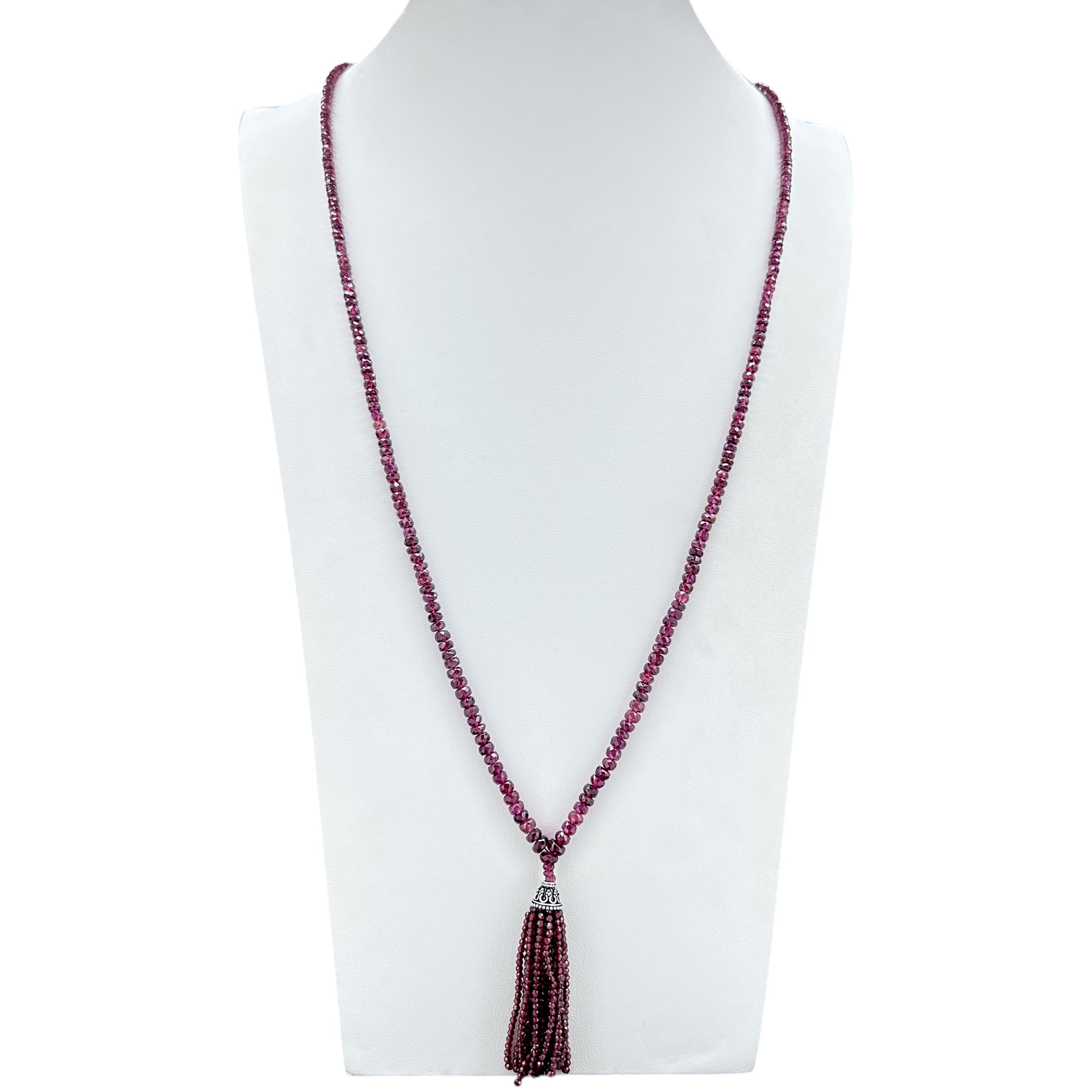 Rare Faceted Rhodolite Garnet Mala Necklace