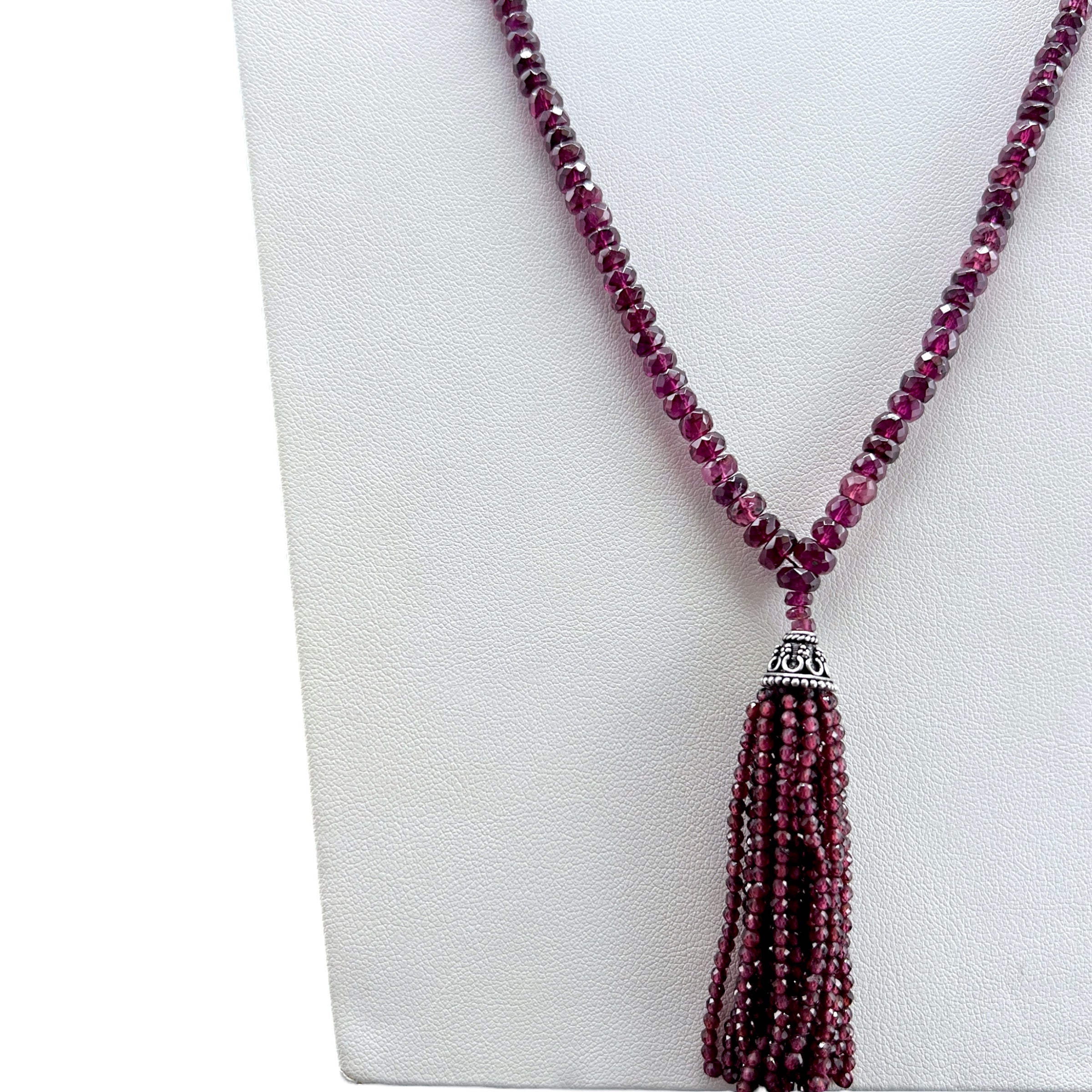 Rare Faceted Rhodolite Garnet Mala Necklace