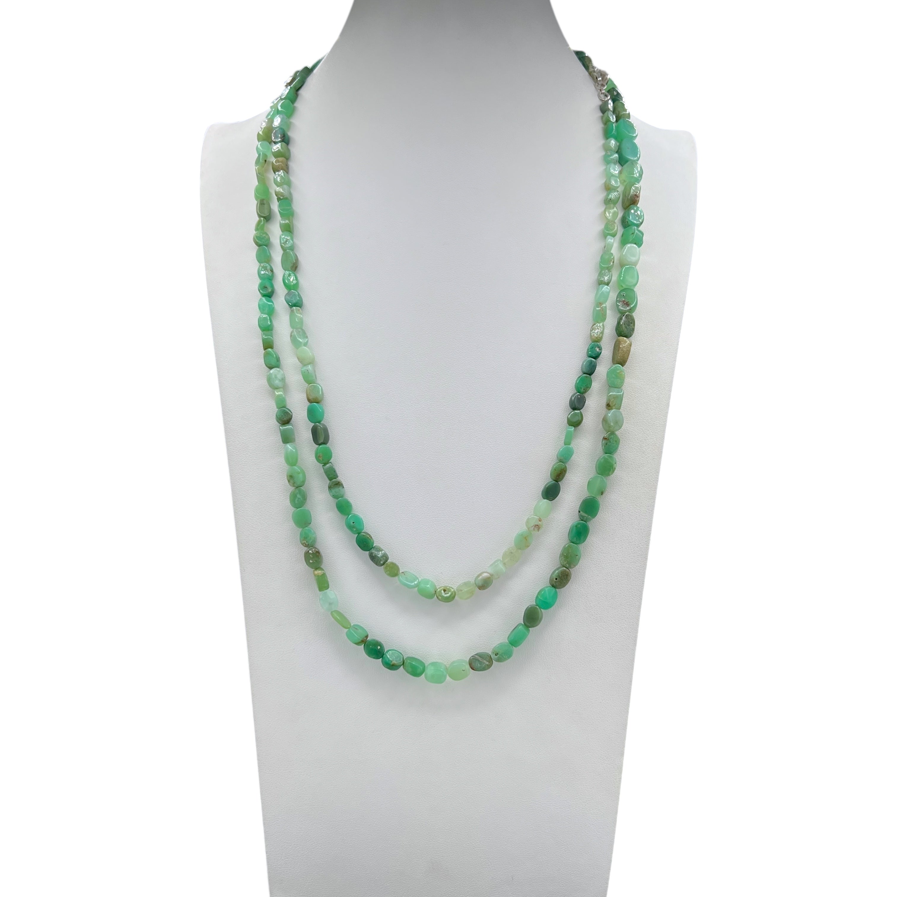 Chrysoprase Oval Mala Long Necklace