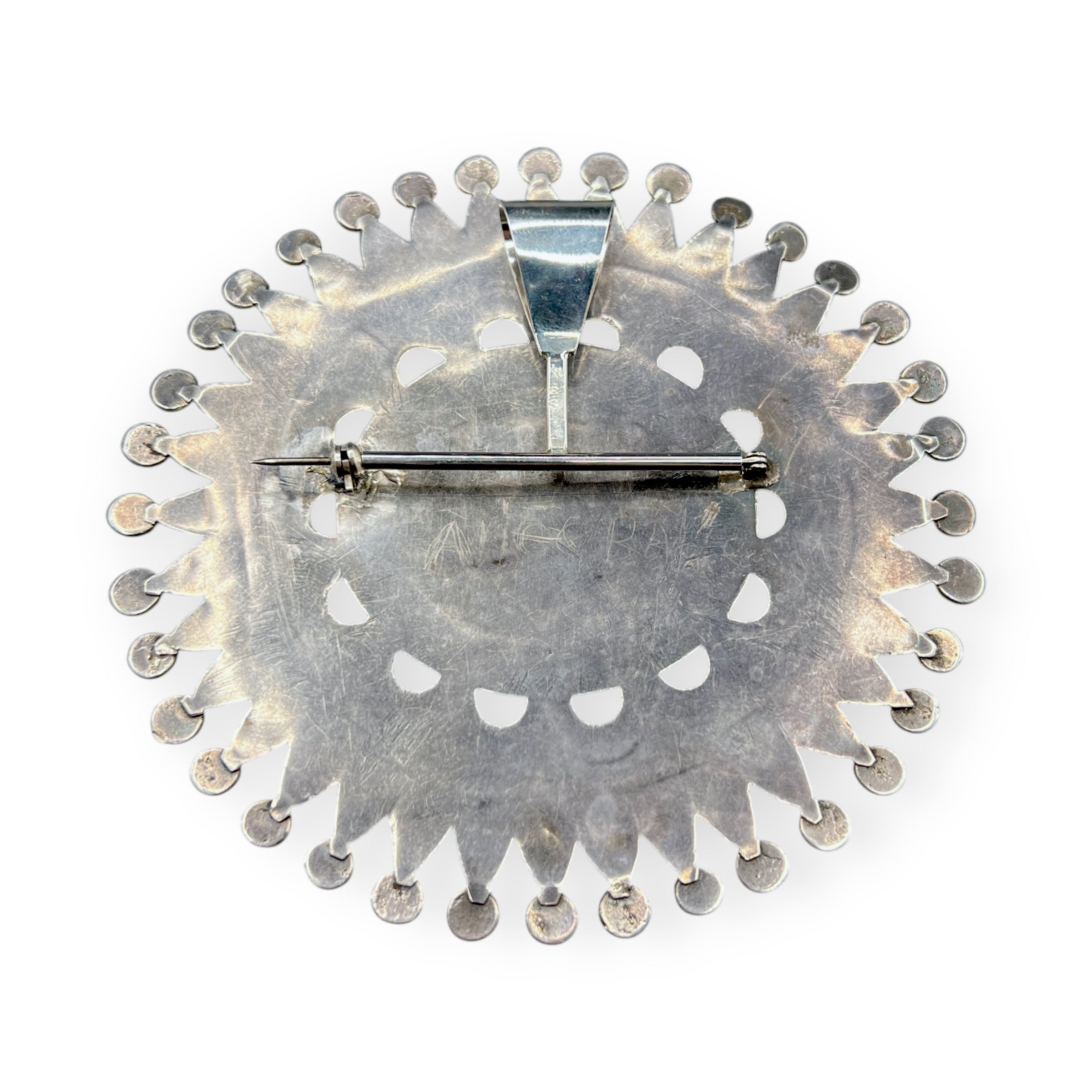 Rare Vintage Zuni BIG Turquoise Cluster Pin/Pendant Necklace