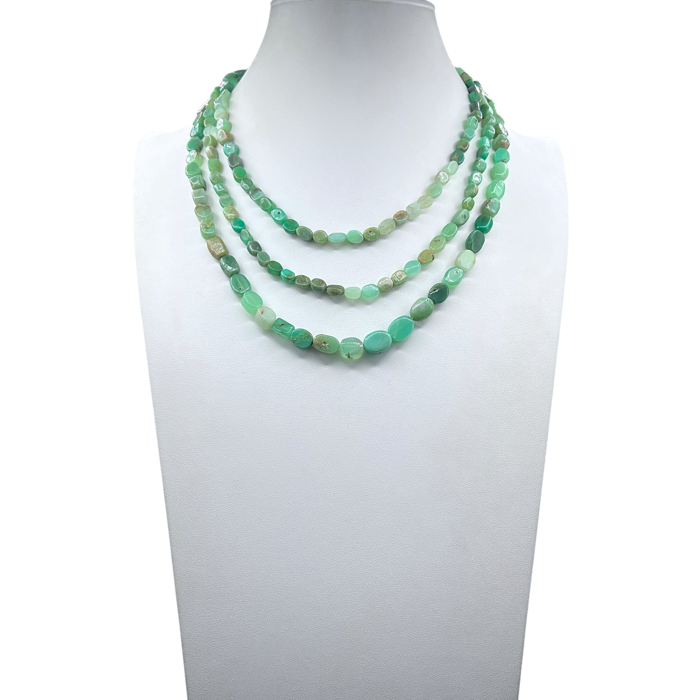 Chrysoprase Oval Mala Long Necklace