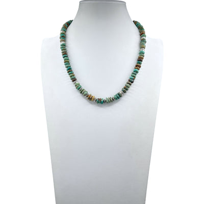 Vintage Kingman Turquoise and Navajo Silver Bead Necklace