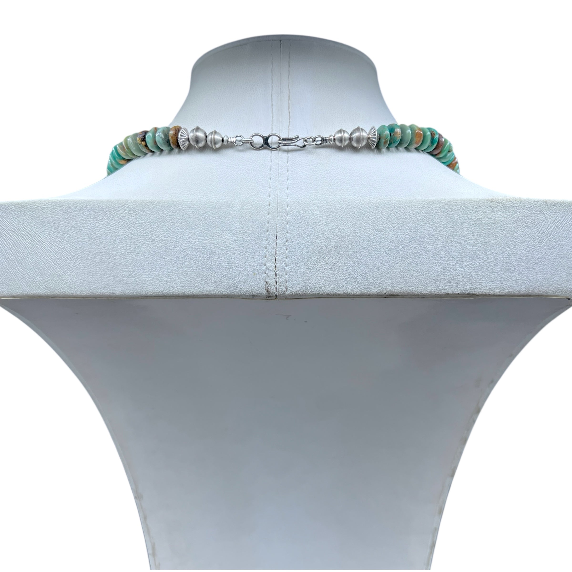 Vintage Kingman Turquoise and Navajo Silver Bead Necklace