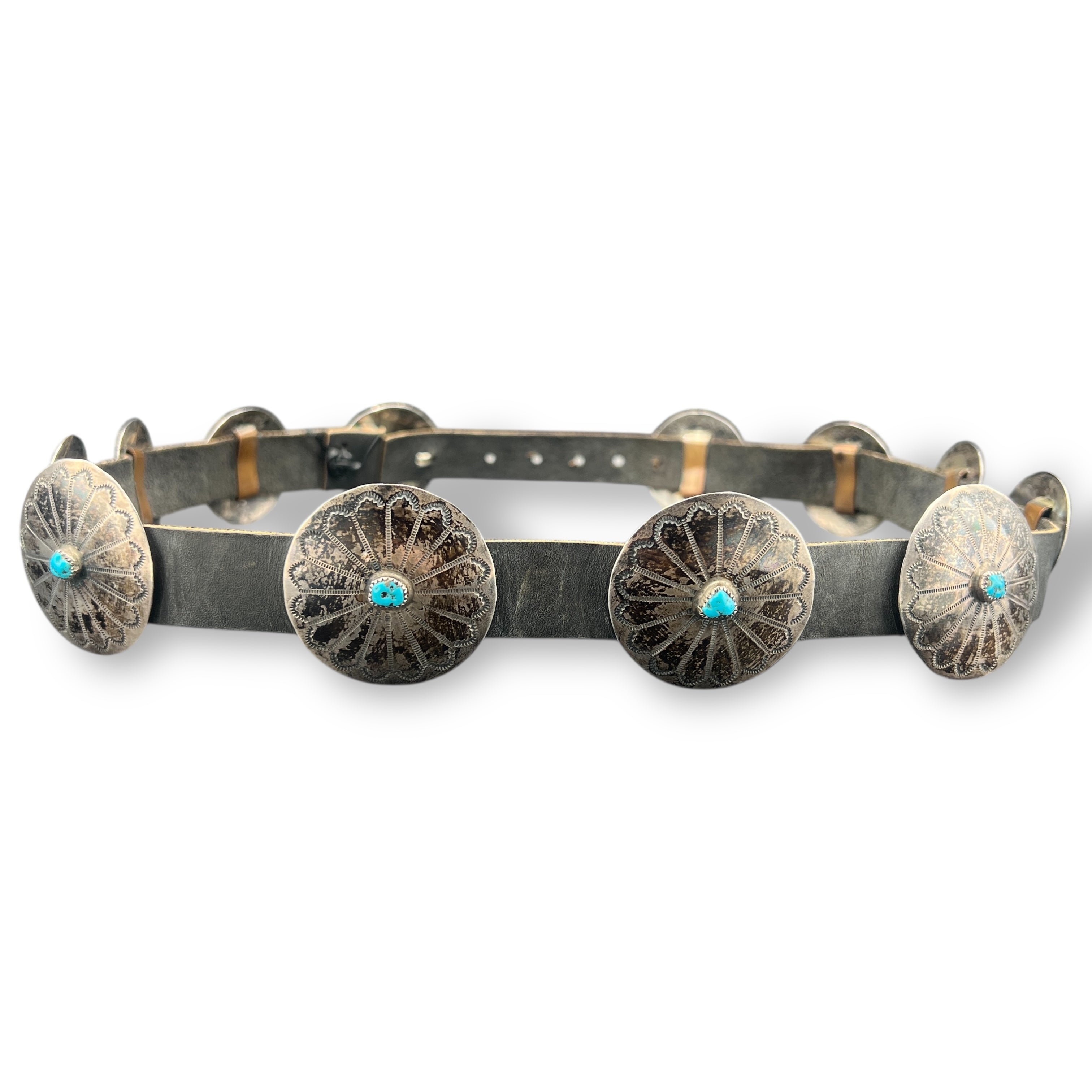 Vintage Sterling Silver and Turquoise Navajo Concho Belt