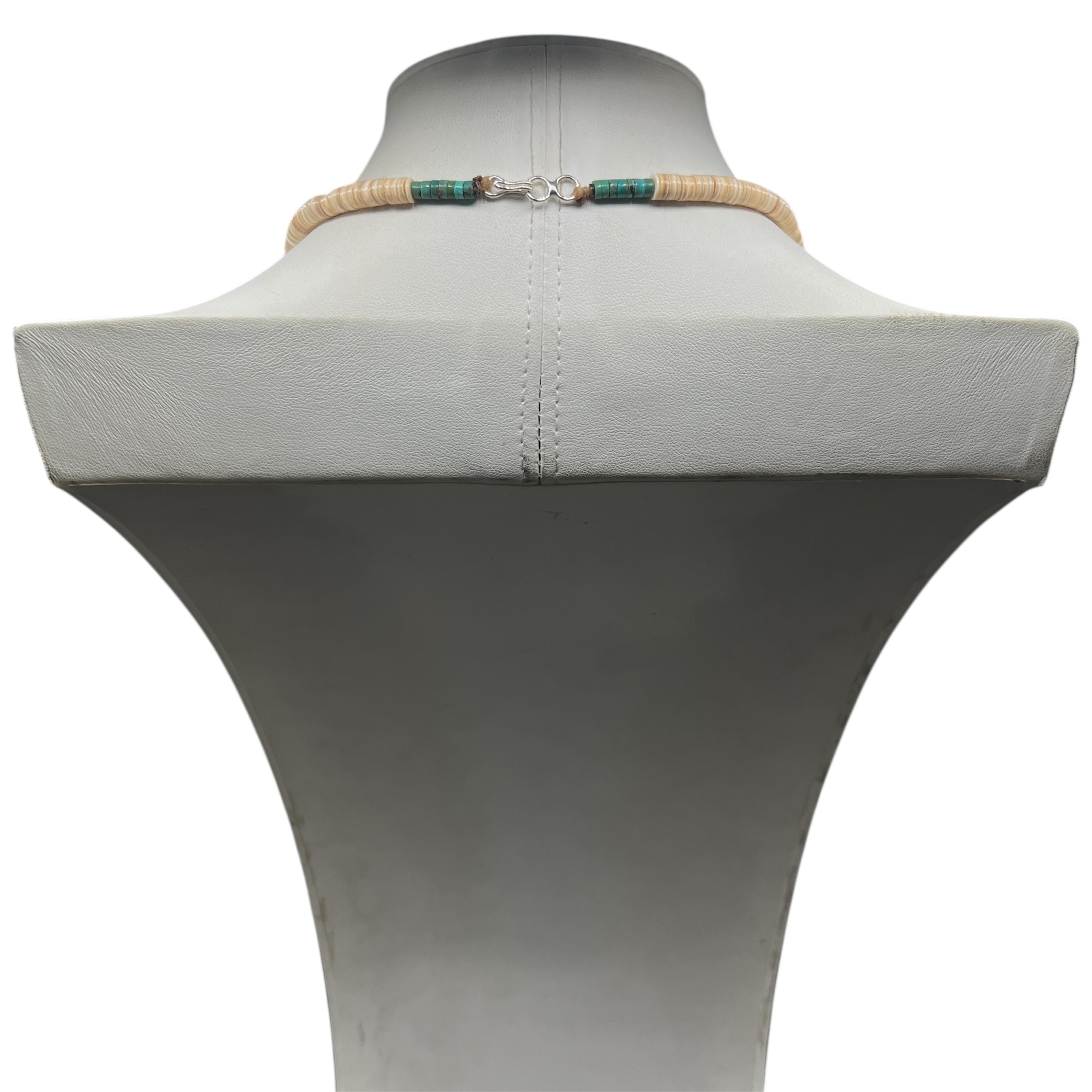 Unique Melon Shell and Turquoise Heishi Necklace Santo Domingo