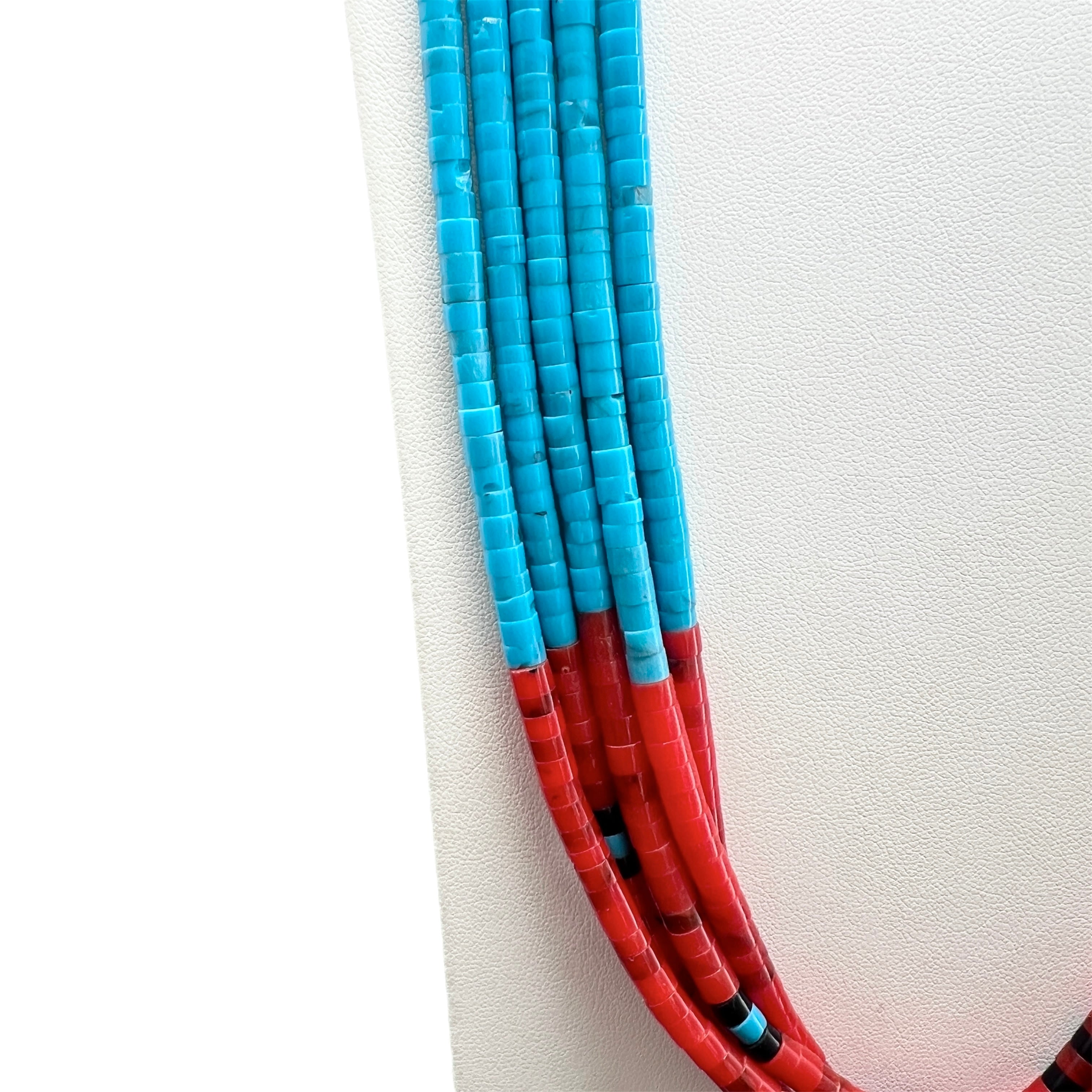 Turquoise and Coral Necklace Santo Domingo