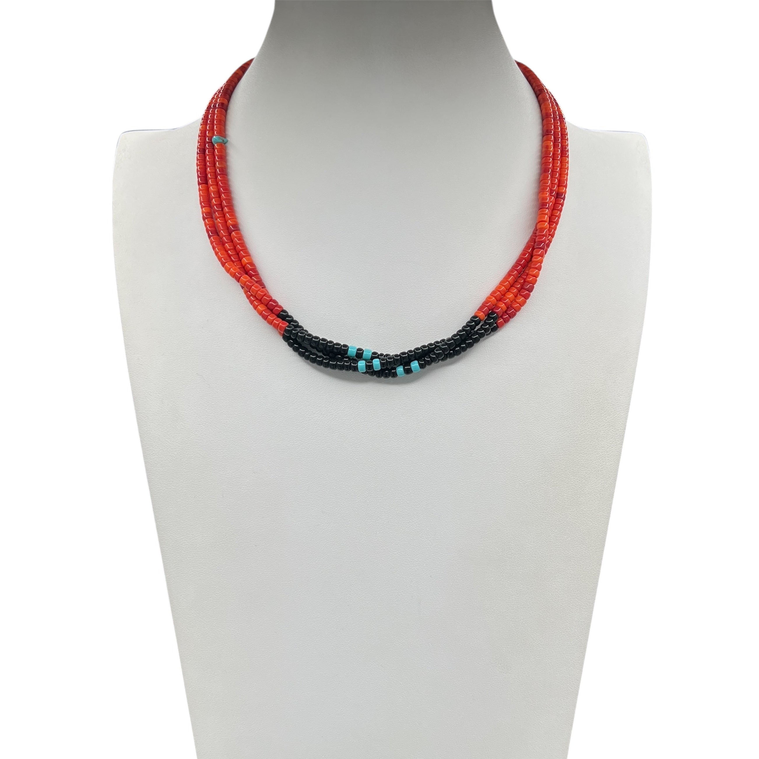 Spiny Oyster, Black Jet Heishi Necklace Santo Domingo