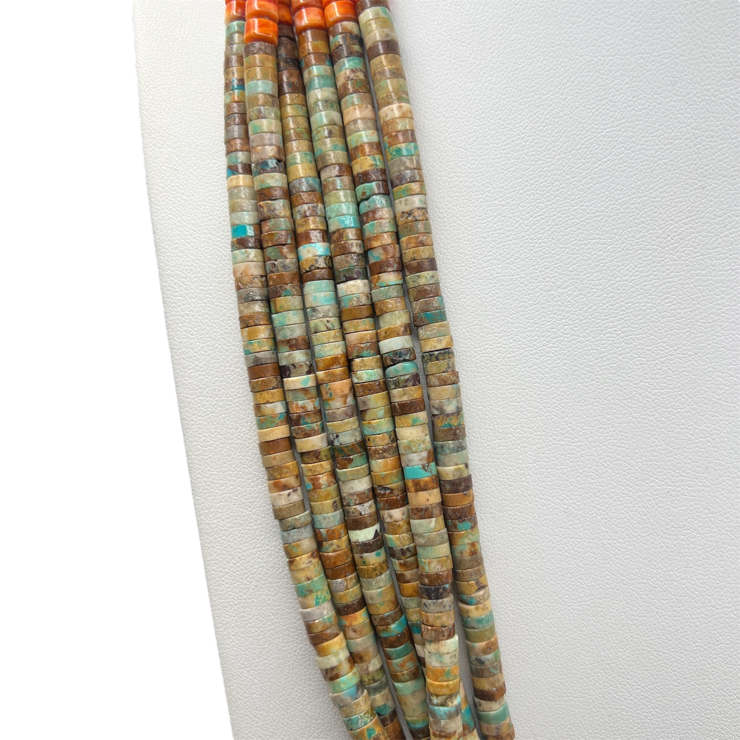 Green Cerillos Turquoise with Spiny Oyster Shell Jacla Necklace Santo Domingo