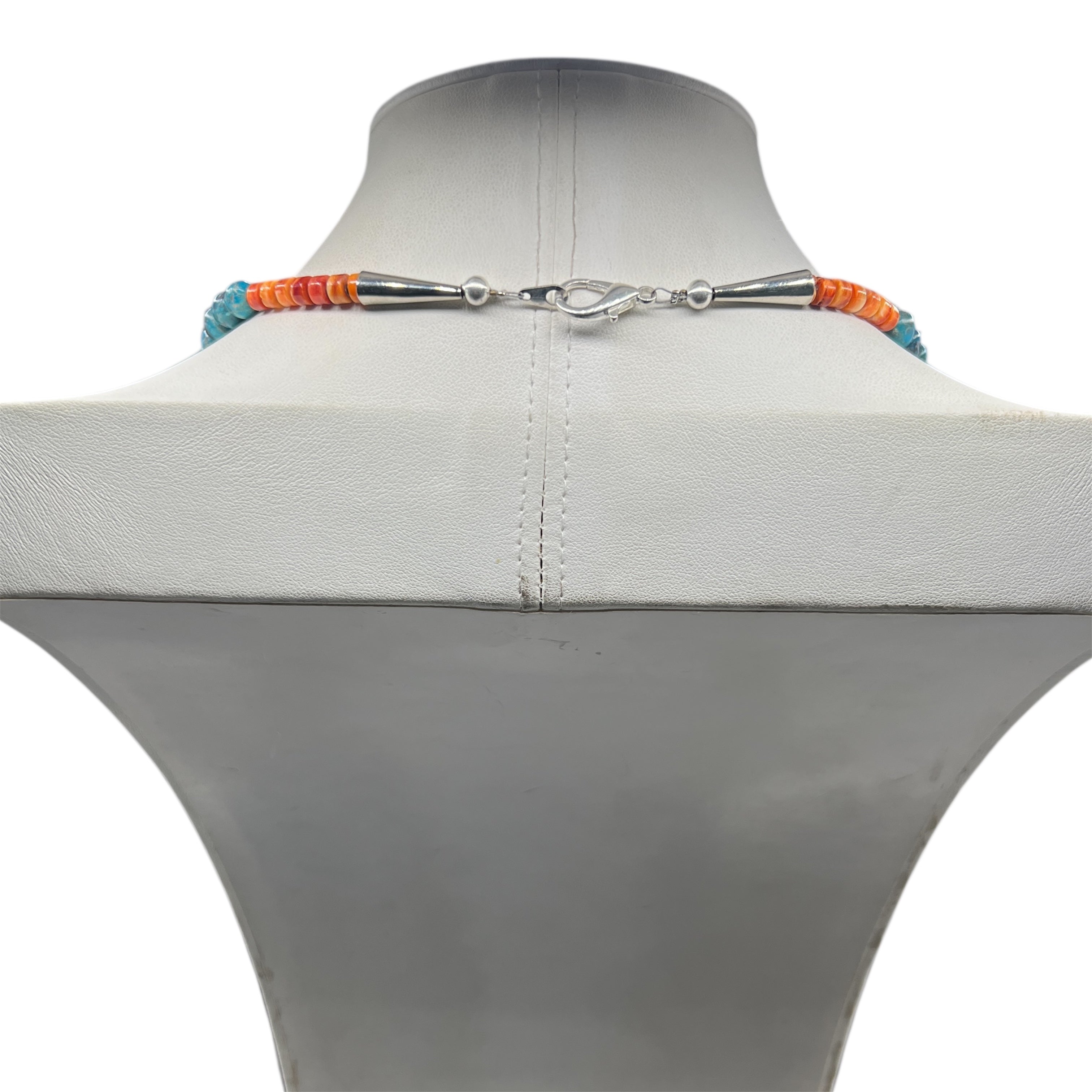 Single Stand Blue Turquoise with Orange Spiny Oyster Shell Santo Domingo