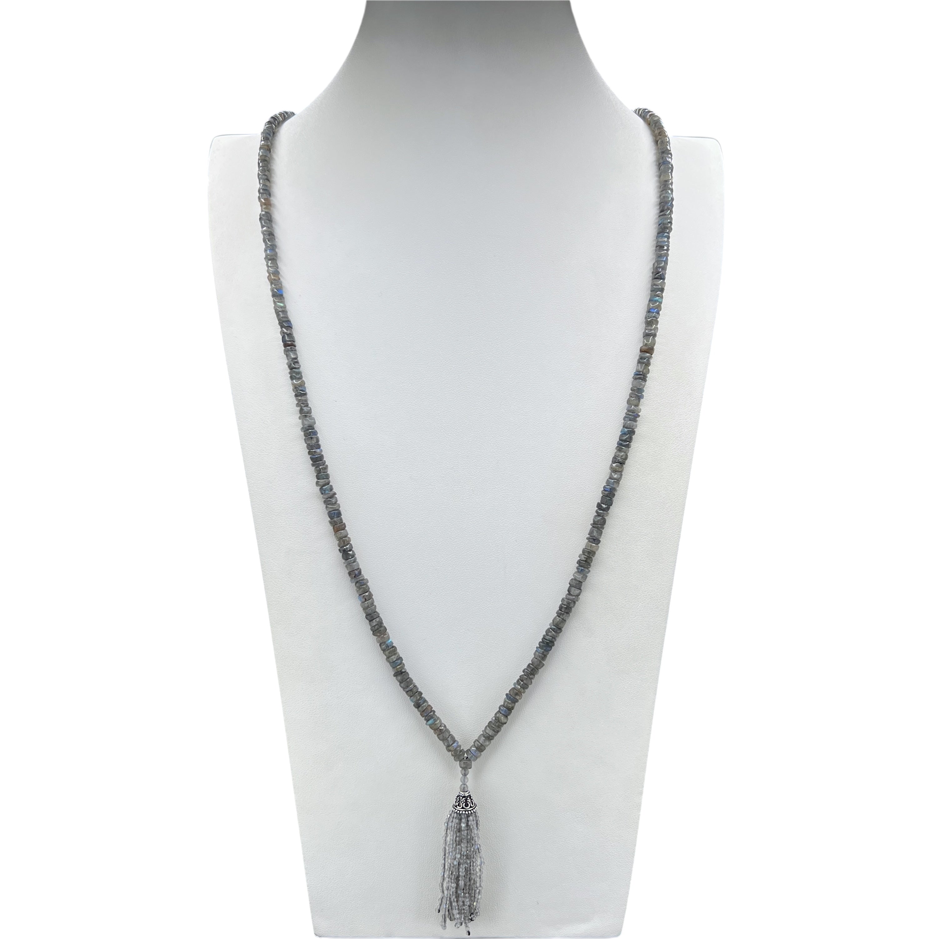 Luminous Labradorite Tassel Mala Necklace