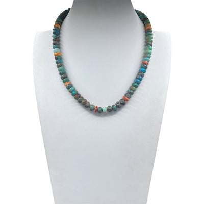 Nevada Green Turquoise Rondelle with Spiny Oyster Shell Santo Domingo