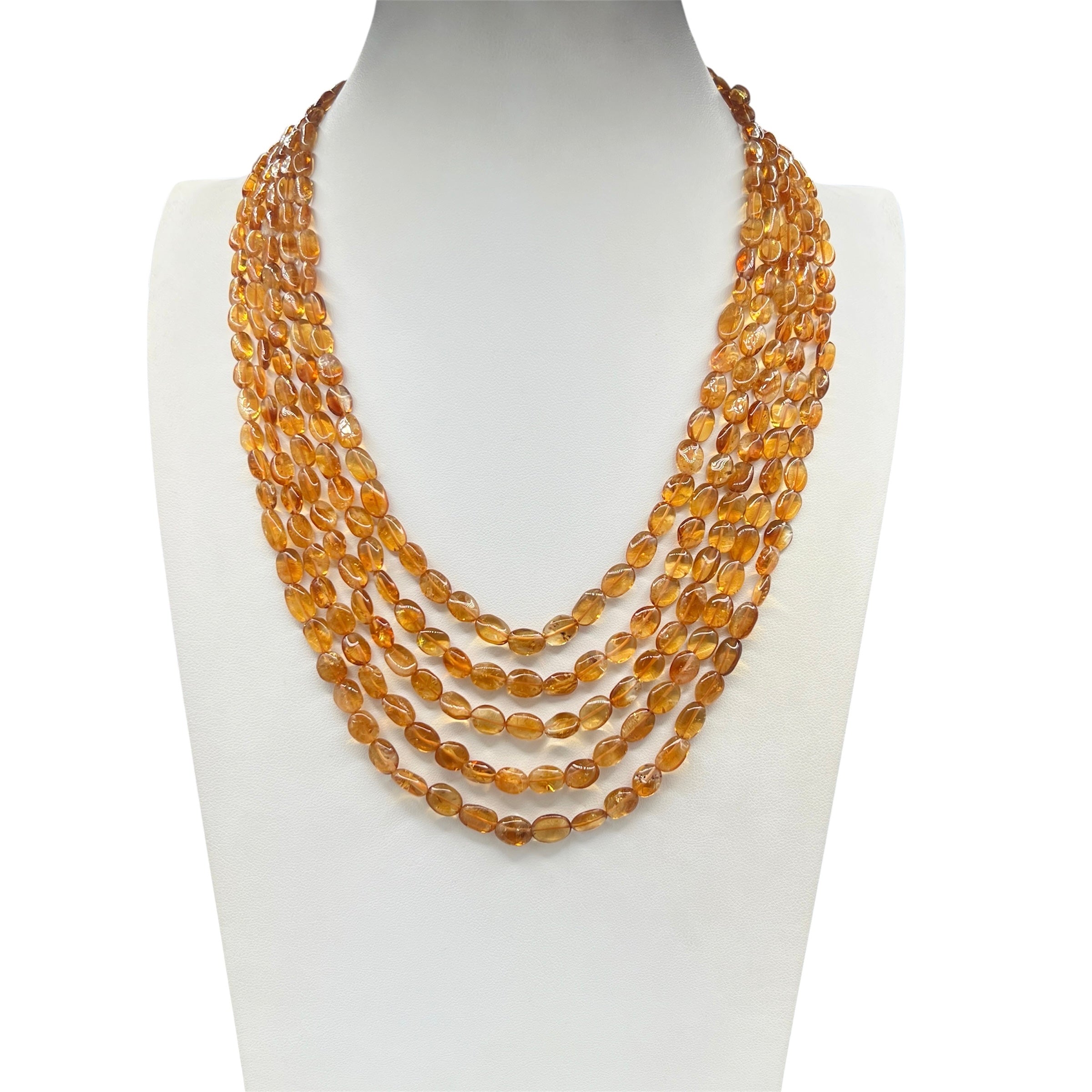 Natural Citrine Five Strand Necklace