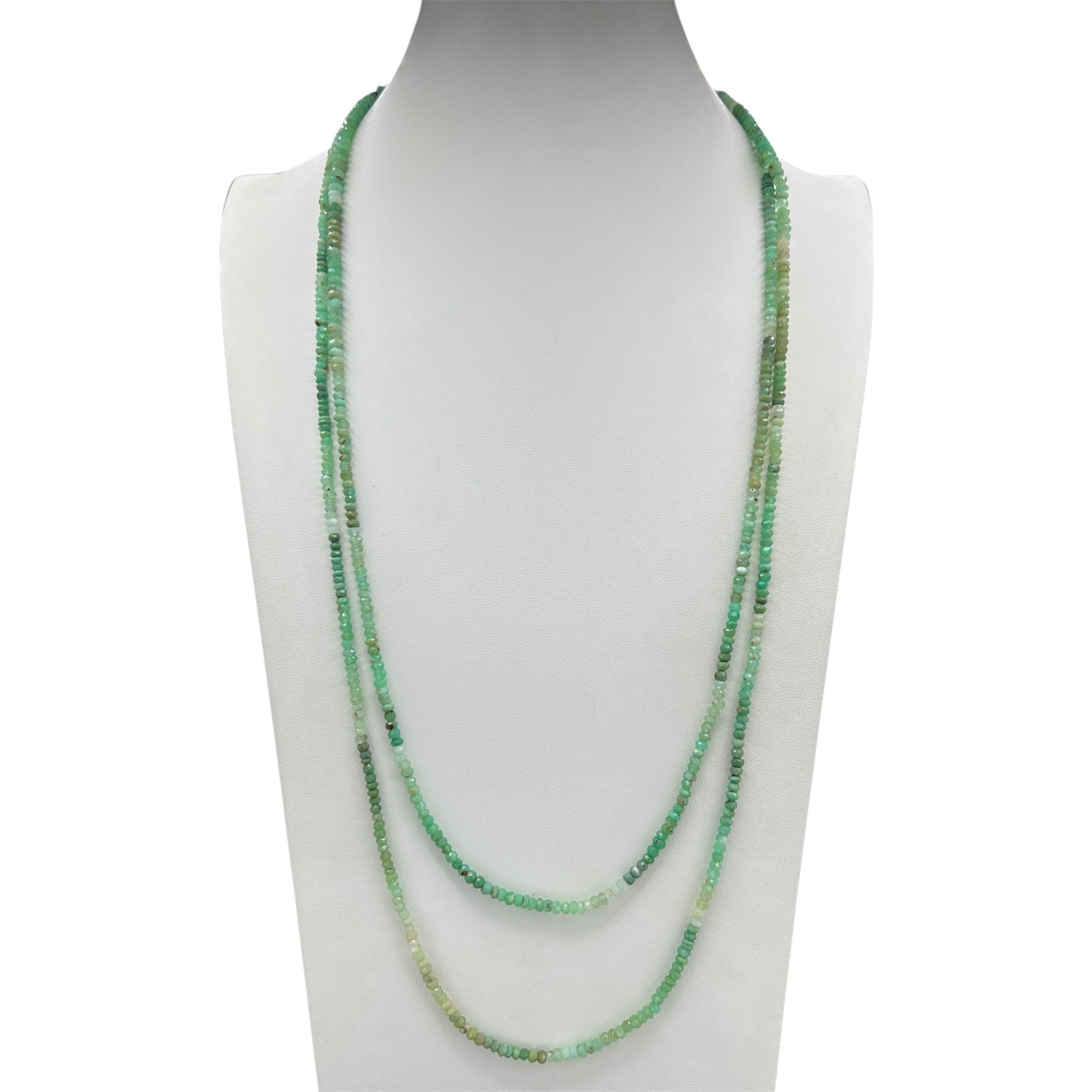 Faceted Chrysoprase Long Necklace
